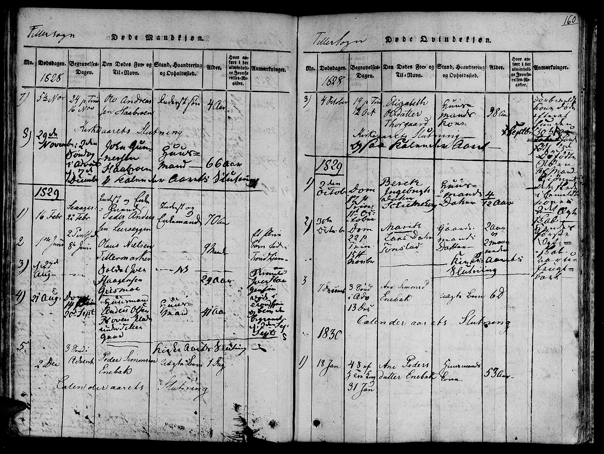 Ministerialprotokoller, klokkerbøker og fødselsregistre - Sør-Trøndelag, AV/SAT-A-1456/618/L0440: Parish register (official) no. 618A04 /2, 1816-1843, p. 160
