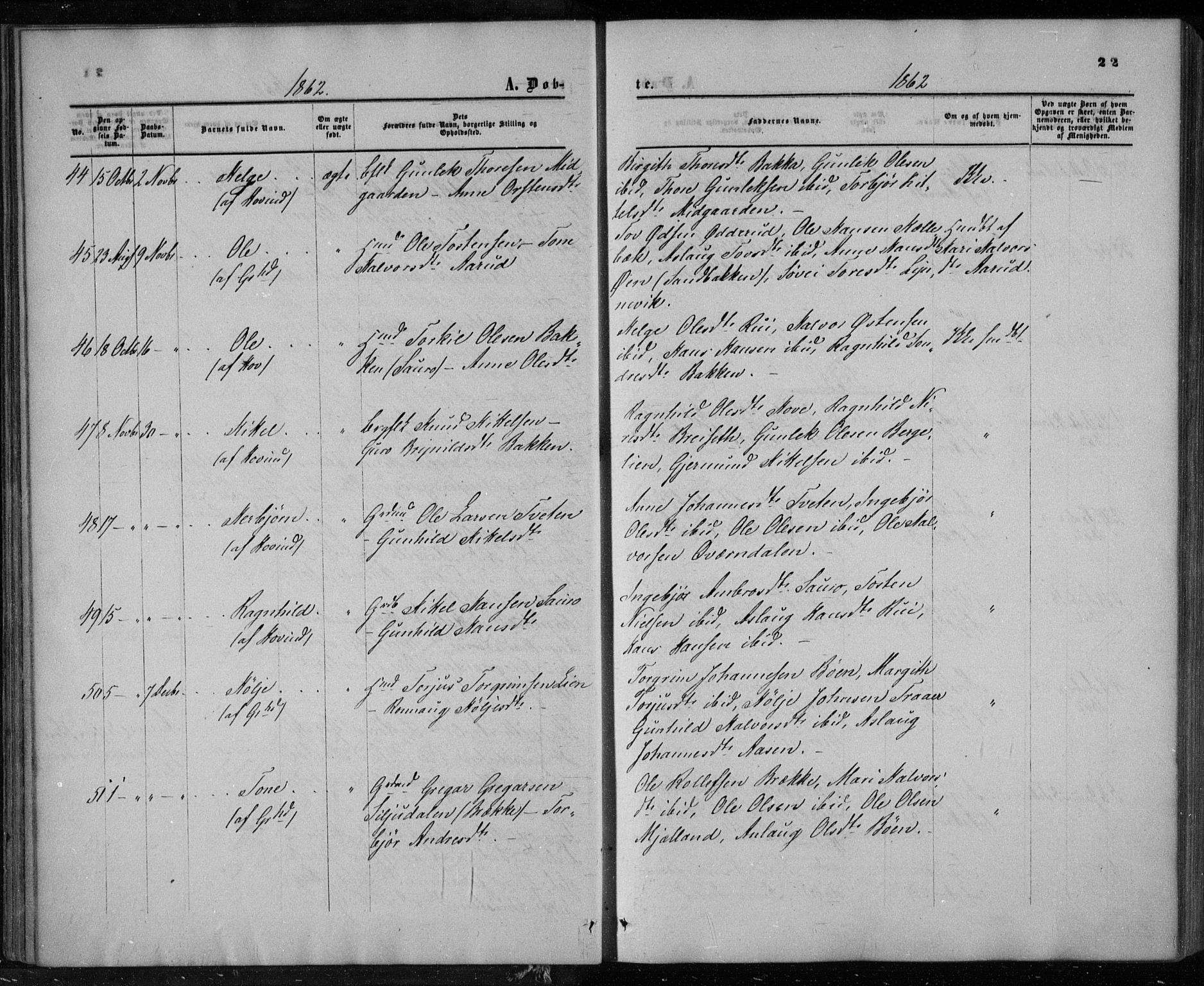 Gransherad kirkebøker, AV/SAKO-A-267/F/Fa/L0003: Parish register (official) no. I 3, 1859-1870, p. 22