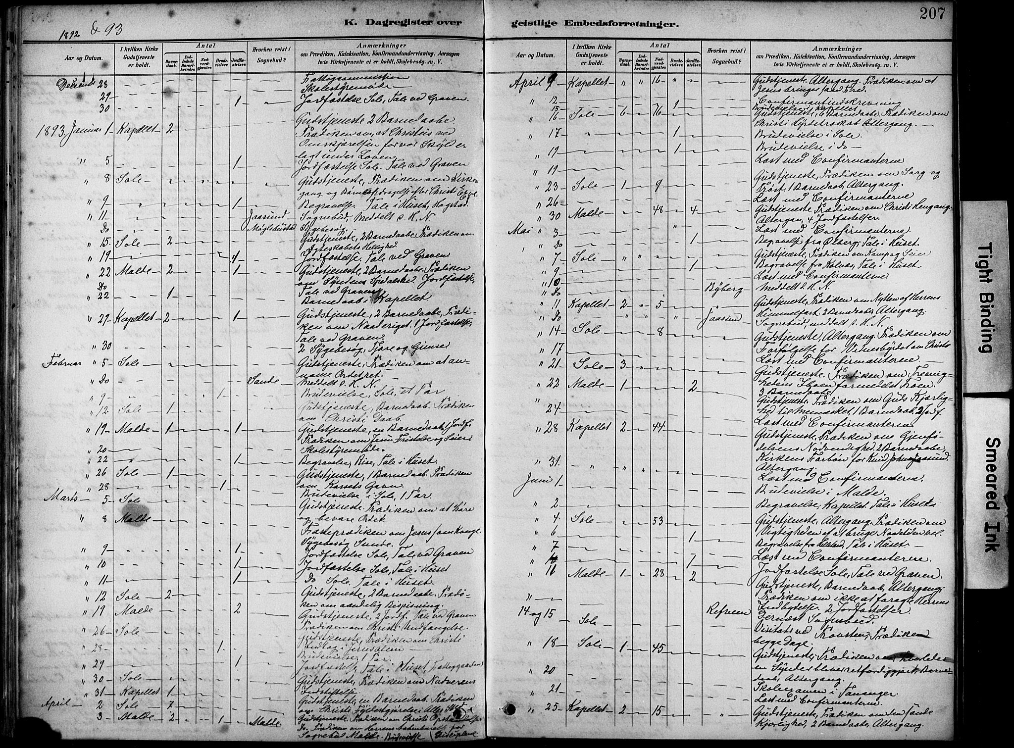 Håland sokneprestkontor, AV/SAST-A-101802/001/30BA/L0012: Parish register (official) no. A 11, 1889-1900, p. 207
