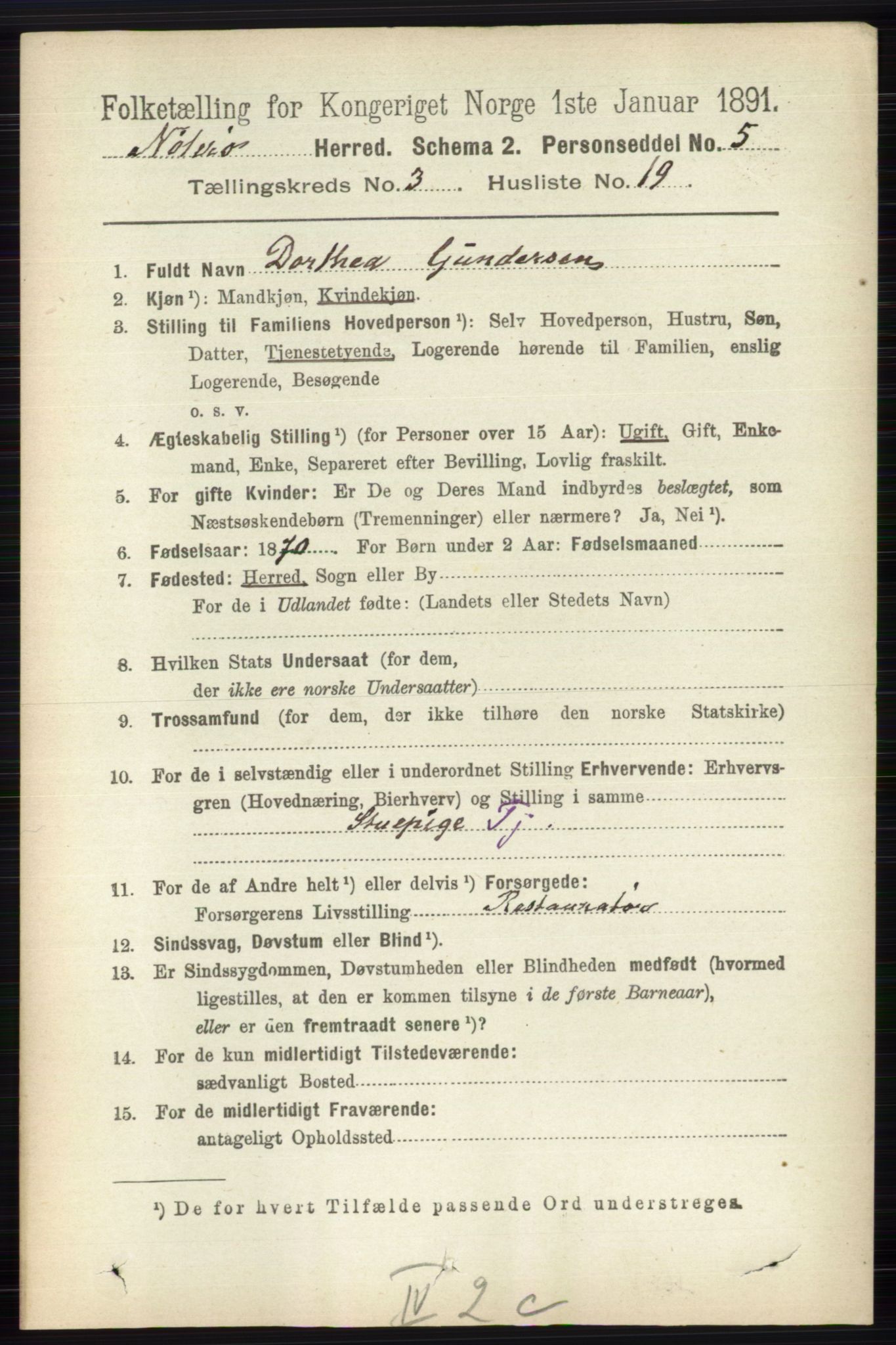 RA, 1891 census for 0722 Nøtterøy, 1891, p. 1661