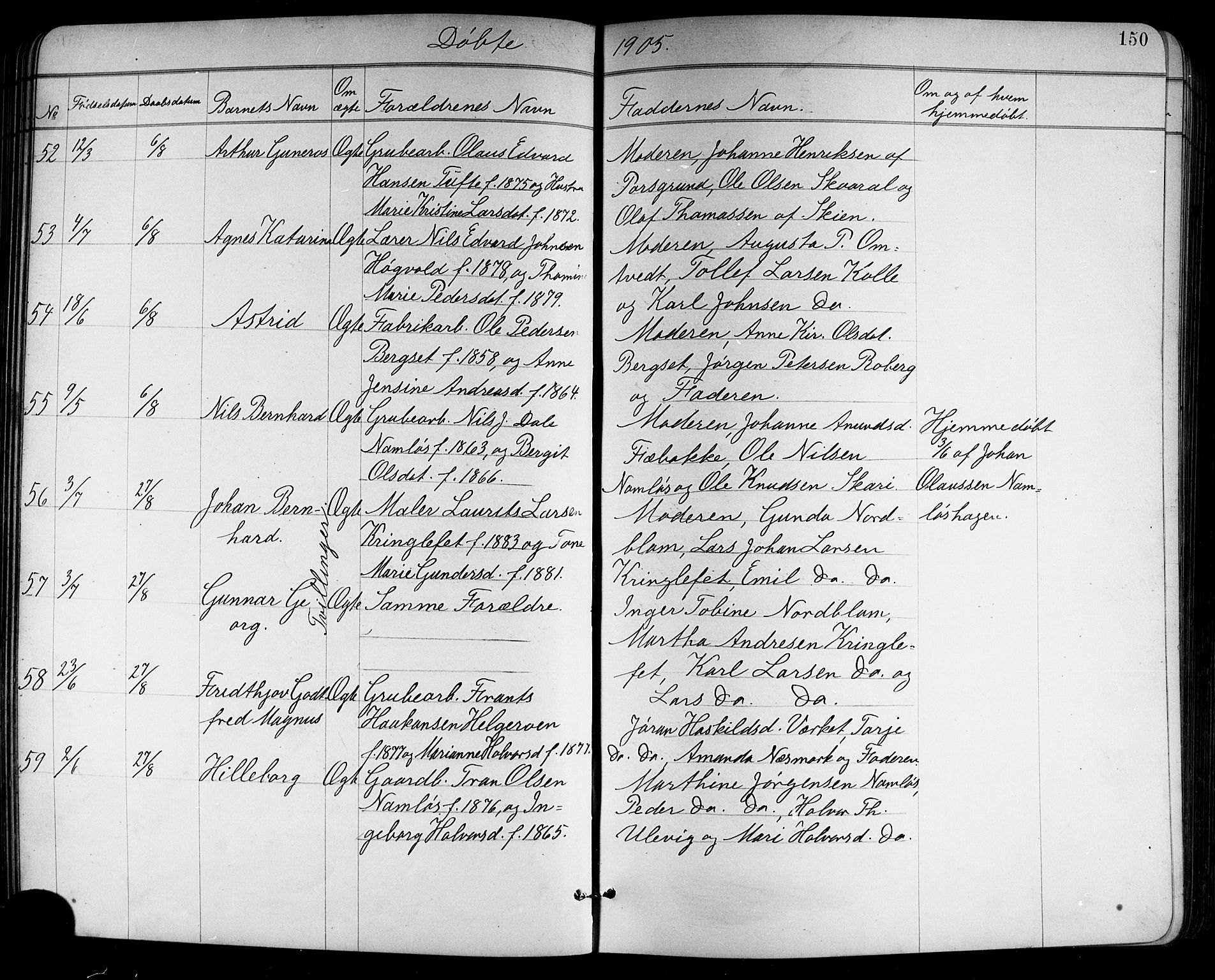 Holla kirkebøker, SAKO/A-272/G/Ga/L0005: Parish register (copy) no. I 5, 1891-1917, p. 150