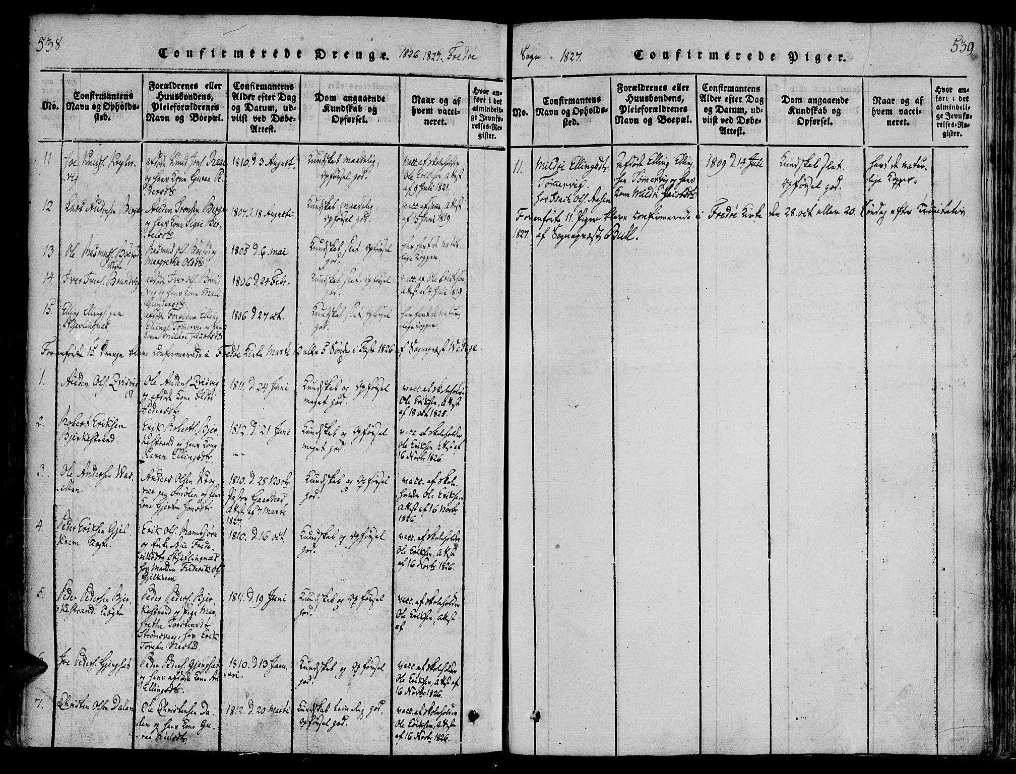 Ministerialprotokoller, klokkerbøker og fødselsregistre - Møre og Romsdal, AV/SAT-A-1454/586/L0982: Parish register (official) no. 586A08, 1819-1829, p. 538-539