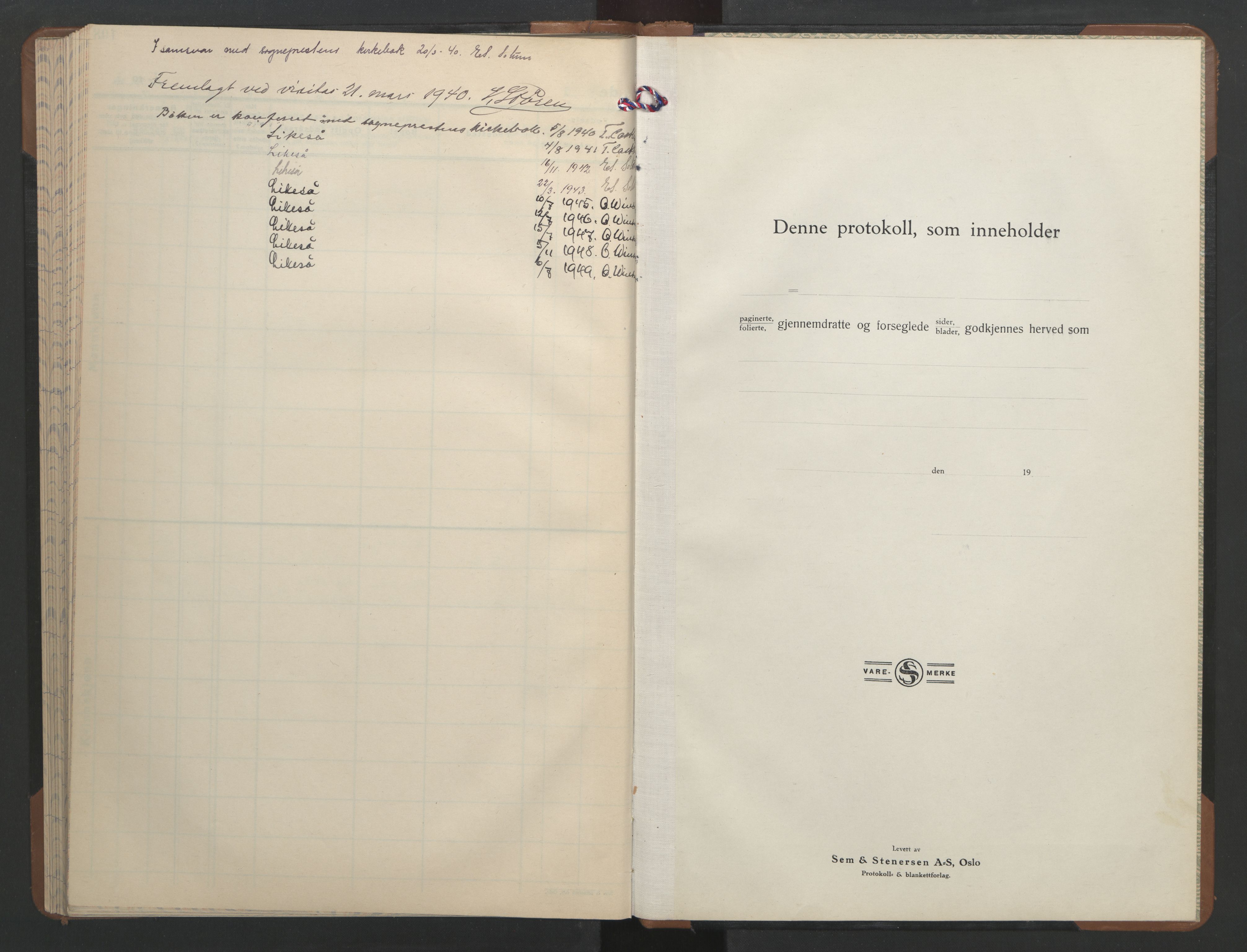 Ministerialprotokoller, klokkerbøker og fødselsregistre - Sør-Trøndelag, SAT/A-1456/606/L0315: Parish register (copy) no. 606C11, 1938-1947