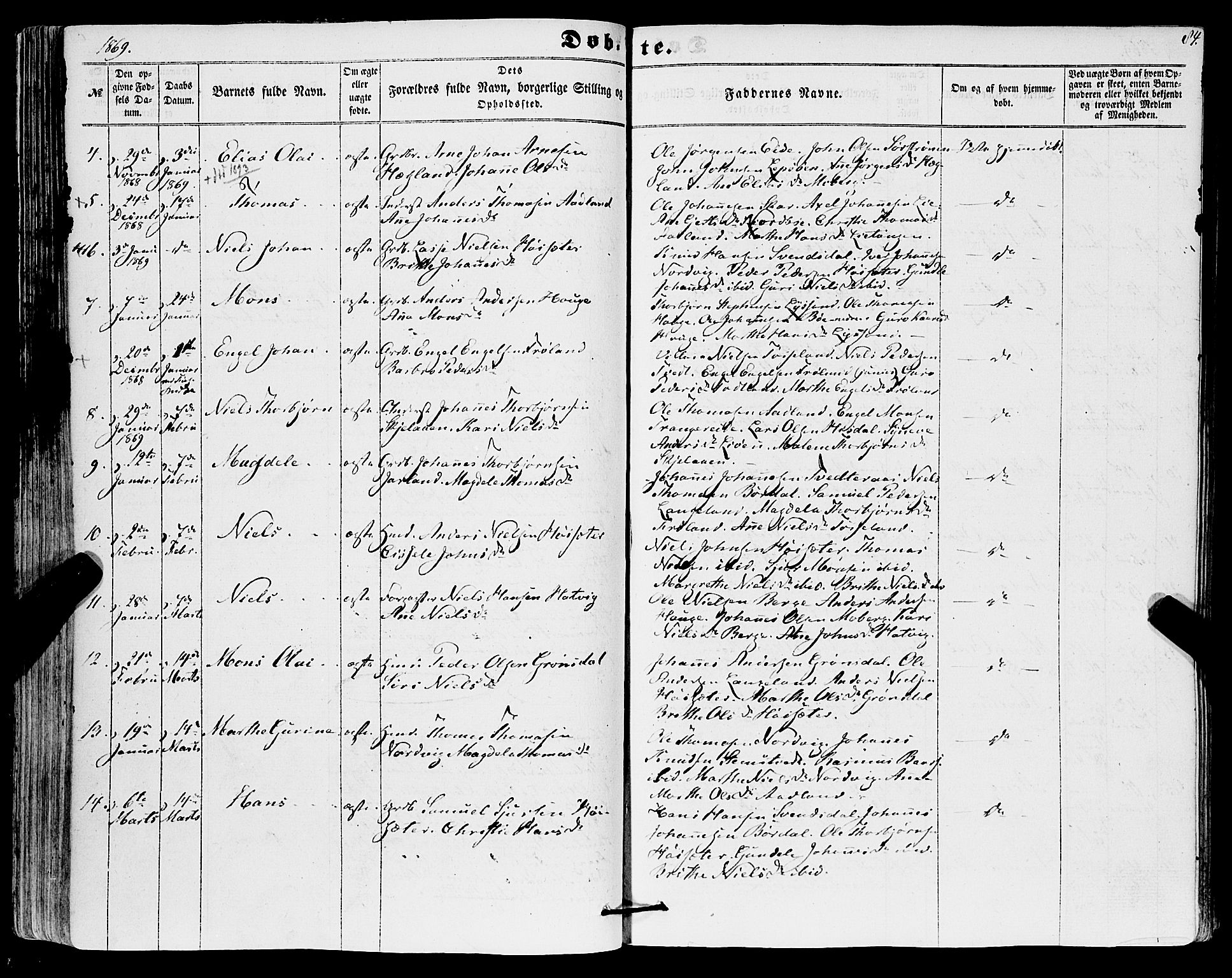 Os sokneprestembete, SAB/A-99929: Parish register (official) no. A 17, 1860-1873, p. 84