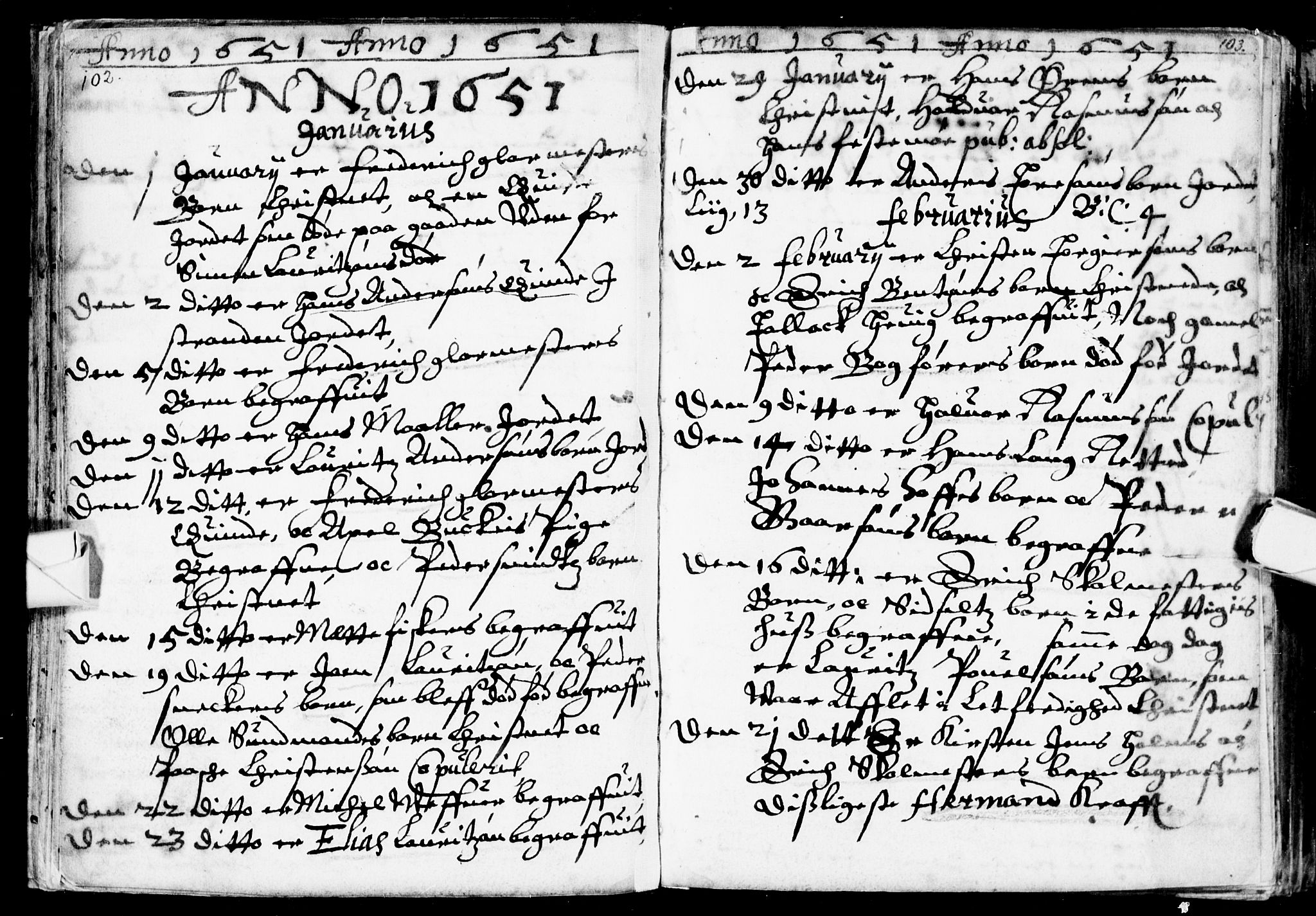 Bragernes kirkebøker, AV/SAKO-A-6/F/Fa/L0001: Parish register (official) no. I 1, 1634-1662, p. 102-103