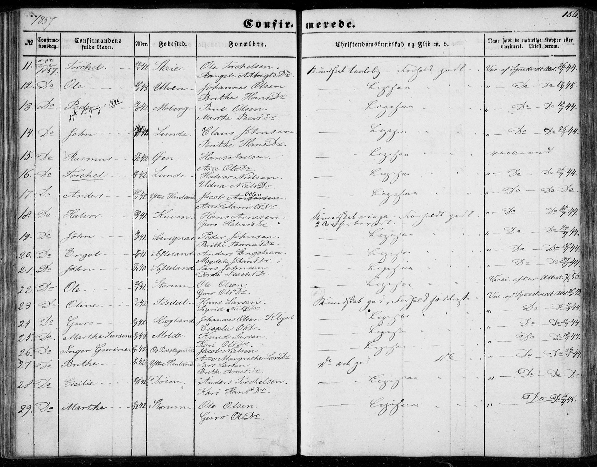 Os sokneprestembete, AV/SAB-A-99929: Parish register (official) no. A 16, 1851-1859, p. 156