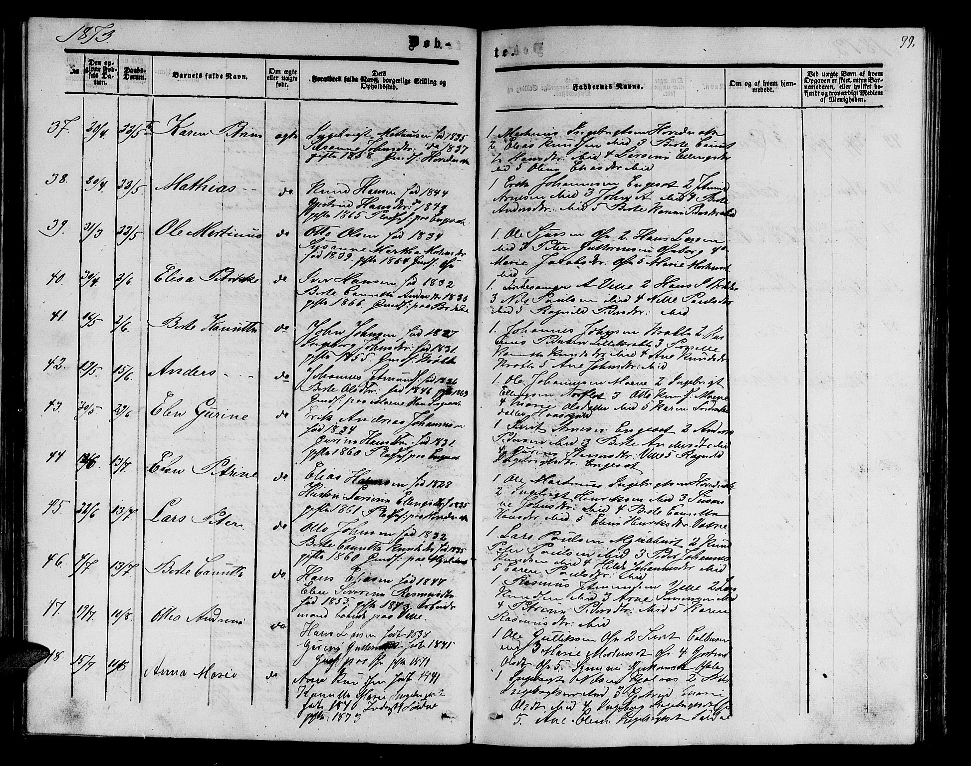 Ministerialprotokoller, klokkerbøker og fødselsregistre - Møre og Romsdal, AV/SAT-A-1454/513/L0188: Parish register (copy) no. 513C02, 1865-1882, p. 99