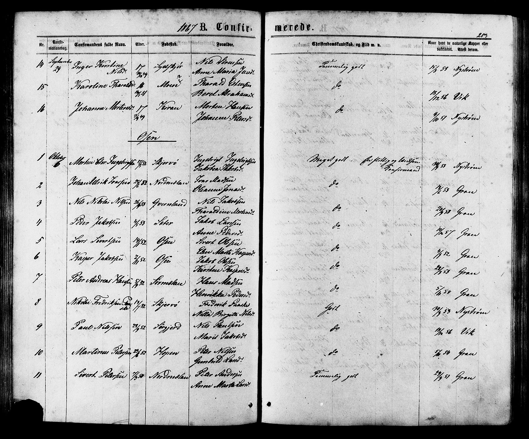 Ministerialprotokoller, klokkerbøker og fødselsregistre - Sør-Trøndelag, AV/SAT-A-1456/657/L0706: Parish register (official) no. 657A07, 1867-1878, p. 203