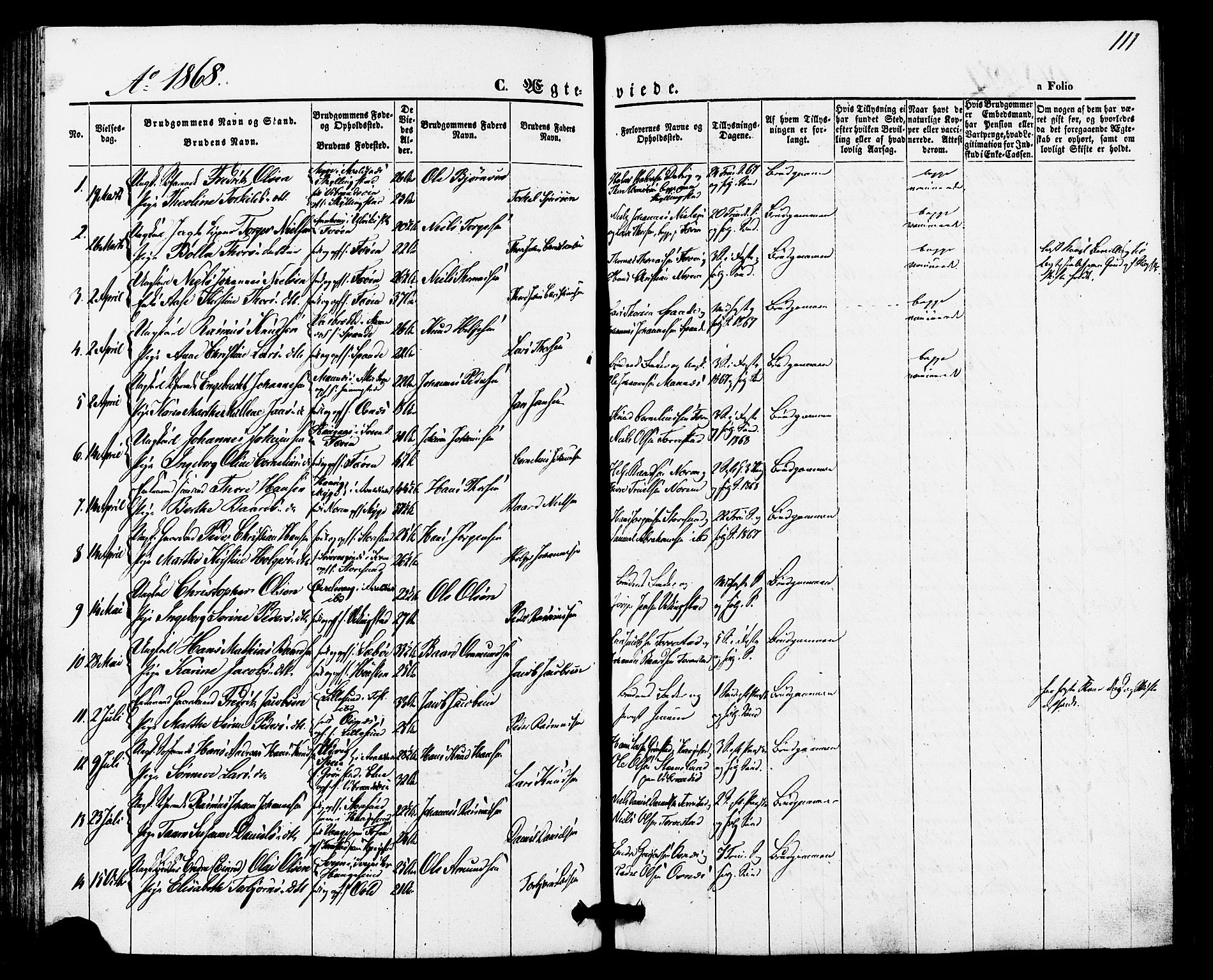 Torvastad sokneprestkontor, AV/SAST-A -101857/H/Ha/Haa/L0010: Parish register (official) no. A 10, 1857-1878, p. 111