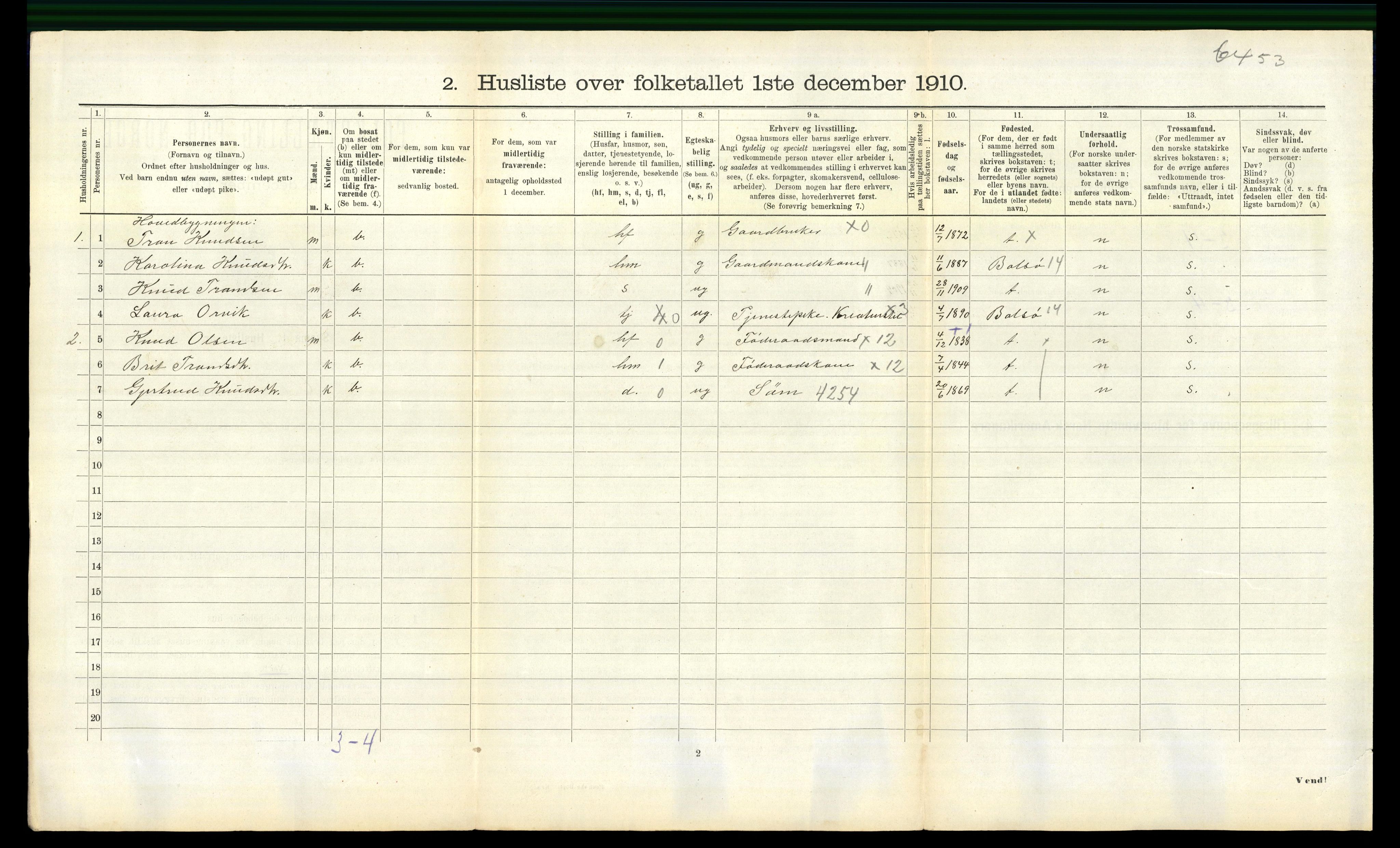 RA, 1910 census for Veøy, 1910, p. 163