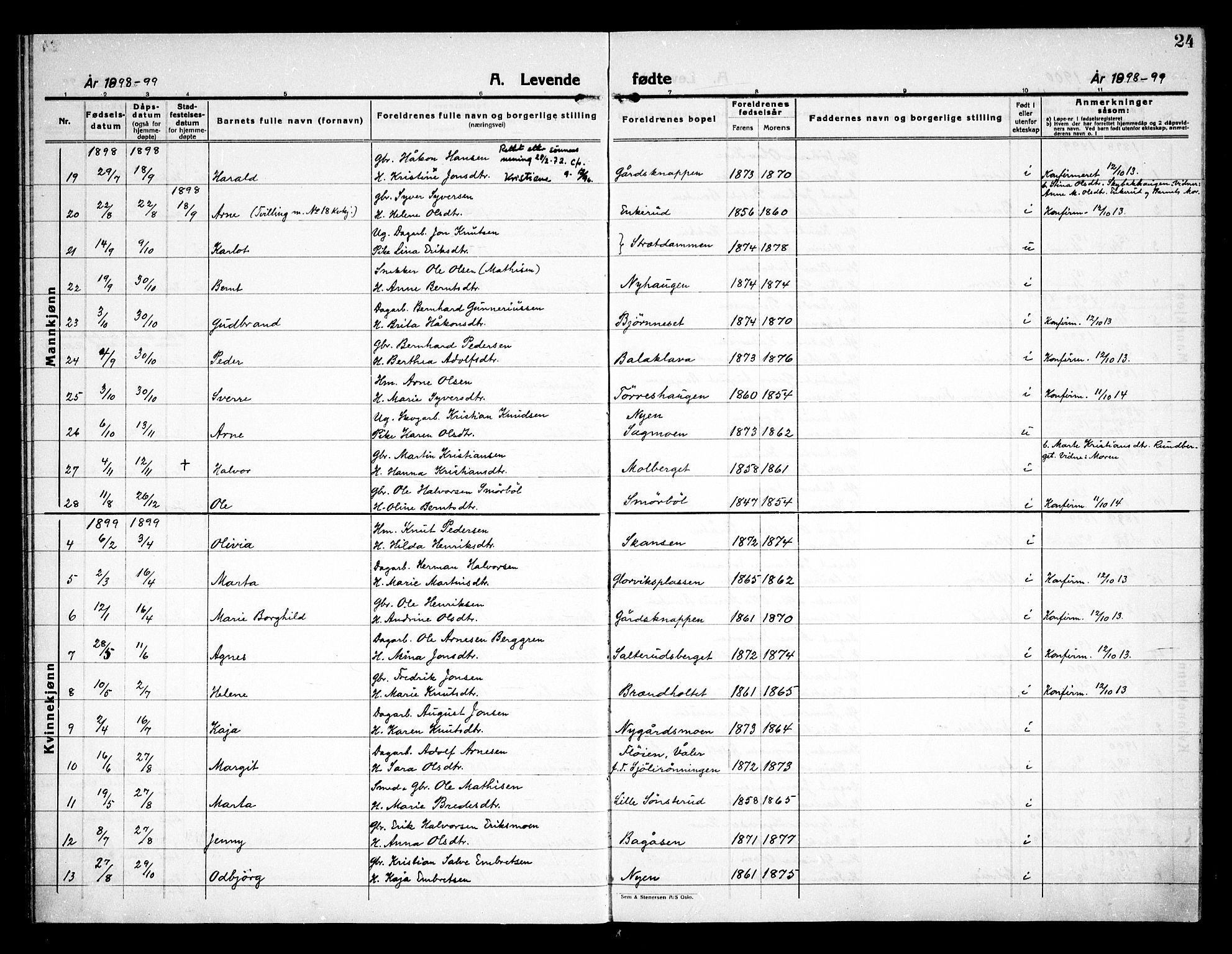 Åsnes prestekontor, AV/SAH-PREST-042/H/Ha/Haa/L0000D: Parish register (official) no. 0B, 1890-1929, p. 24