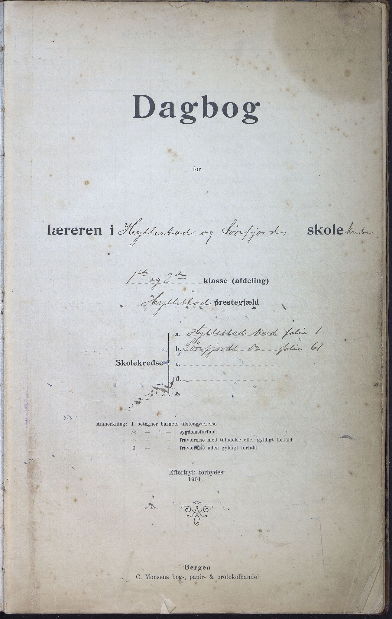 Hyllestad kommune. Hyllestad skule, VLFK/K-14130.520.08/543/L0002: Dagbok for Hyllestad og Sørefjord, 1902-1917