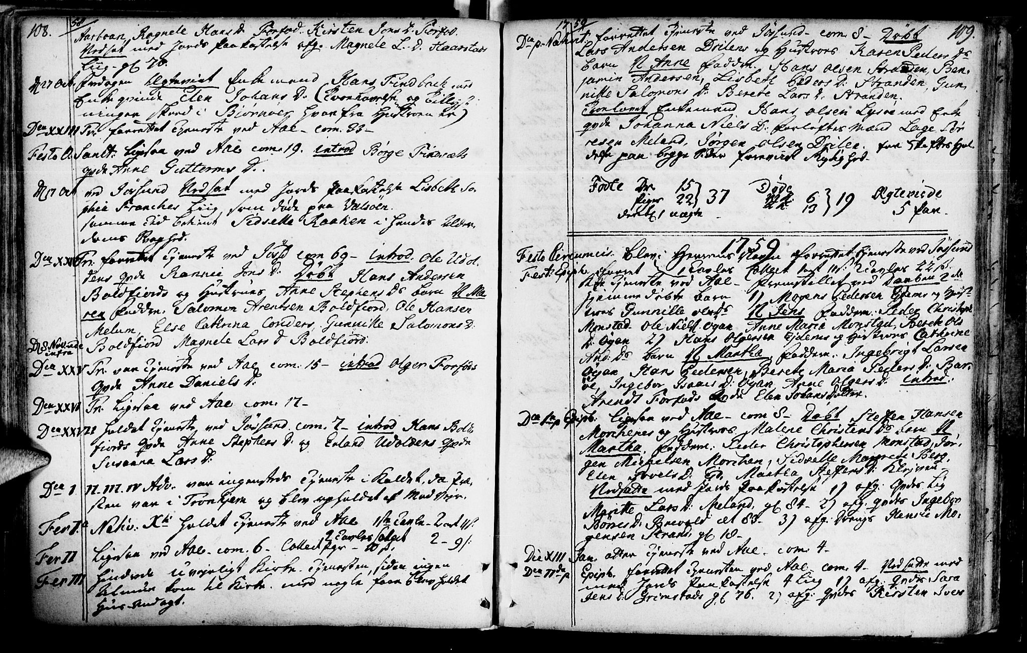 Ministerialprotokoller, klokkerbøker og fødselsregistre - Sør-Trøndelag, SAT/A-1456/655/L0672: Parish register (official) no. 655A01, 1750-1779, p. 108-109