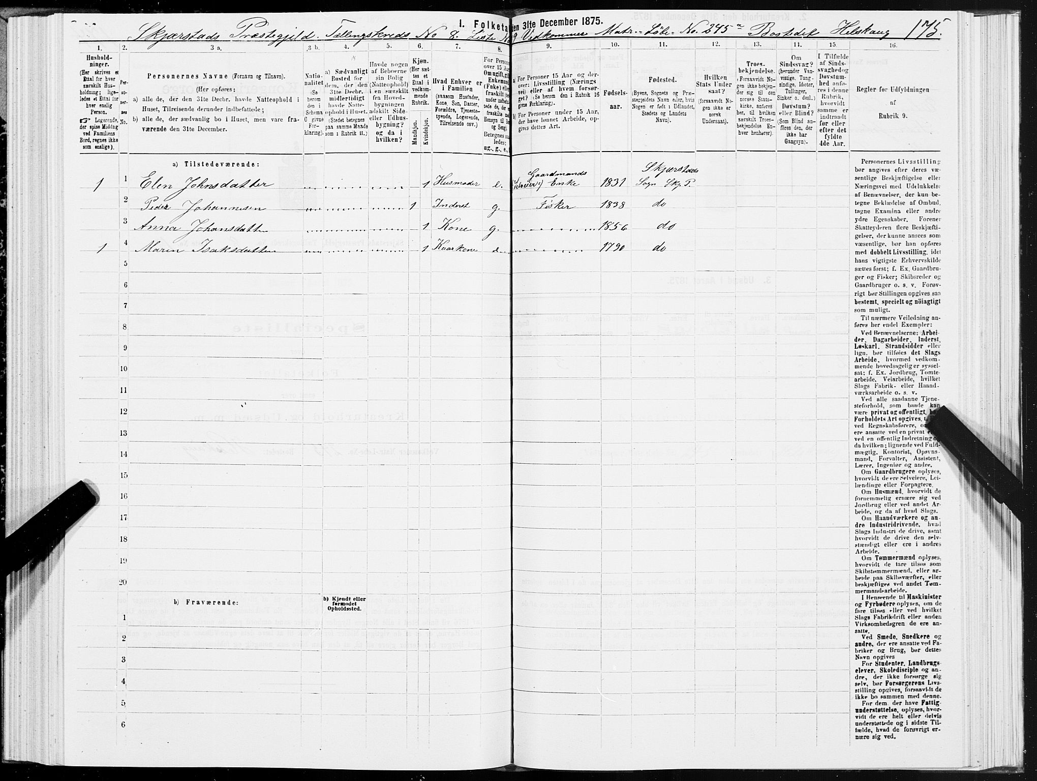 SAT, 1875 census for 1842P Skjerstad, 1875, p. 4175