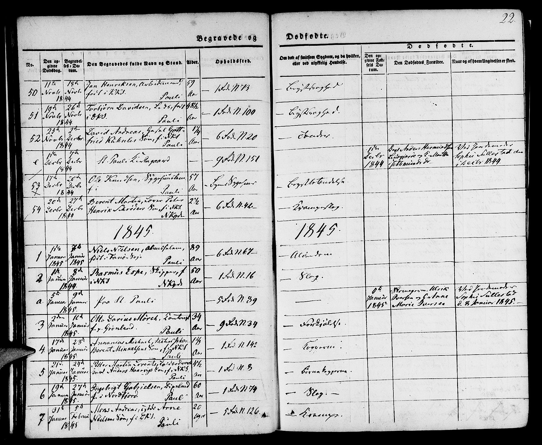 Nykirken Sokneprestembete, AV/SAB-A-77101/H/Hab: Parish register (copy) no. E 1, 1840-1866, p. 22