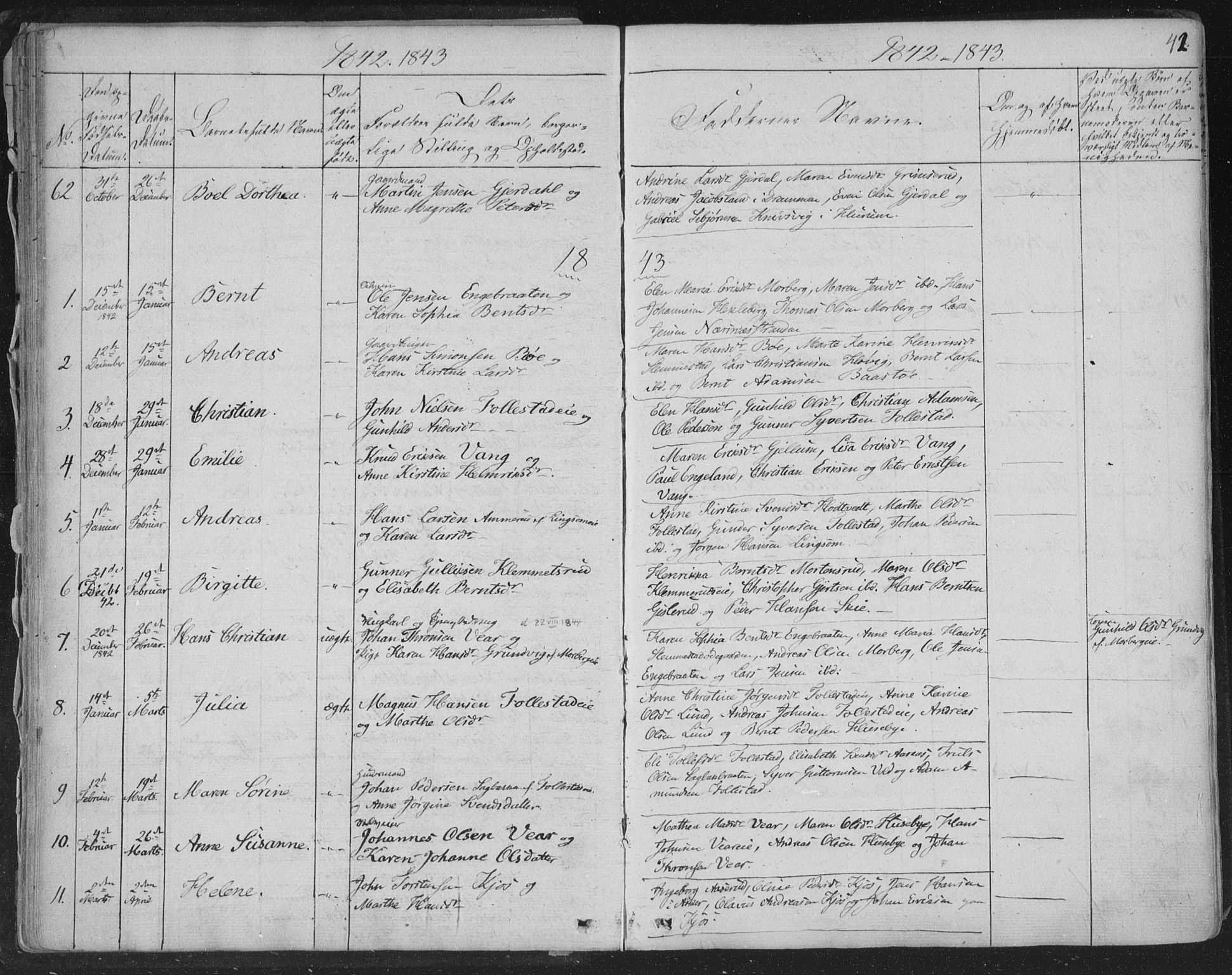 Røyken kirkebøker, AV/SAKO-A-241/F/Fa/L0005: Parish register (official) no. 5, 1833-1856, p. 42