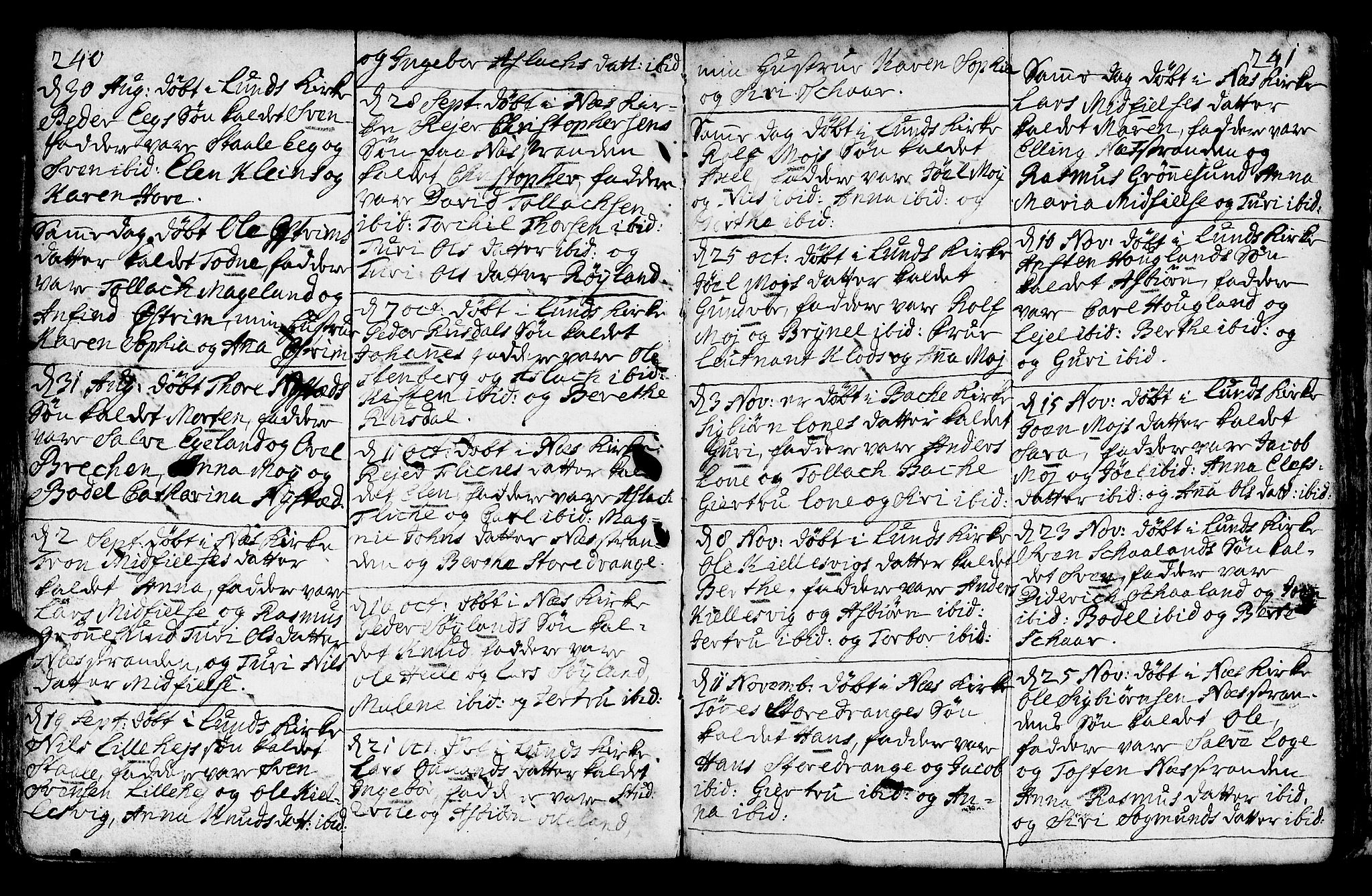 Lund sokneprestkontor, AV/SAST-A-101809/S06/L0002: Parish register (official) no. A 2, 1738-1760, p. 240-241