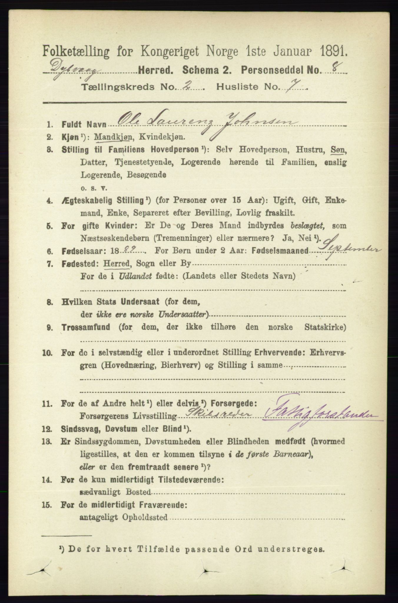 RA, 1891 census for 0915 Dypvåg, 1891, p. 559