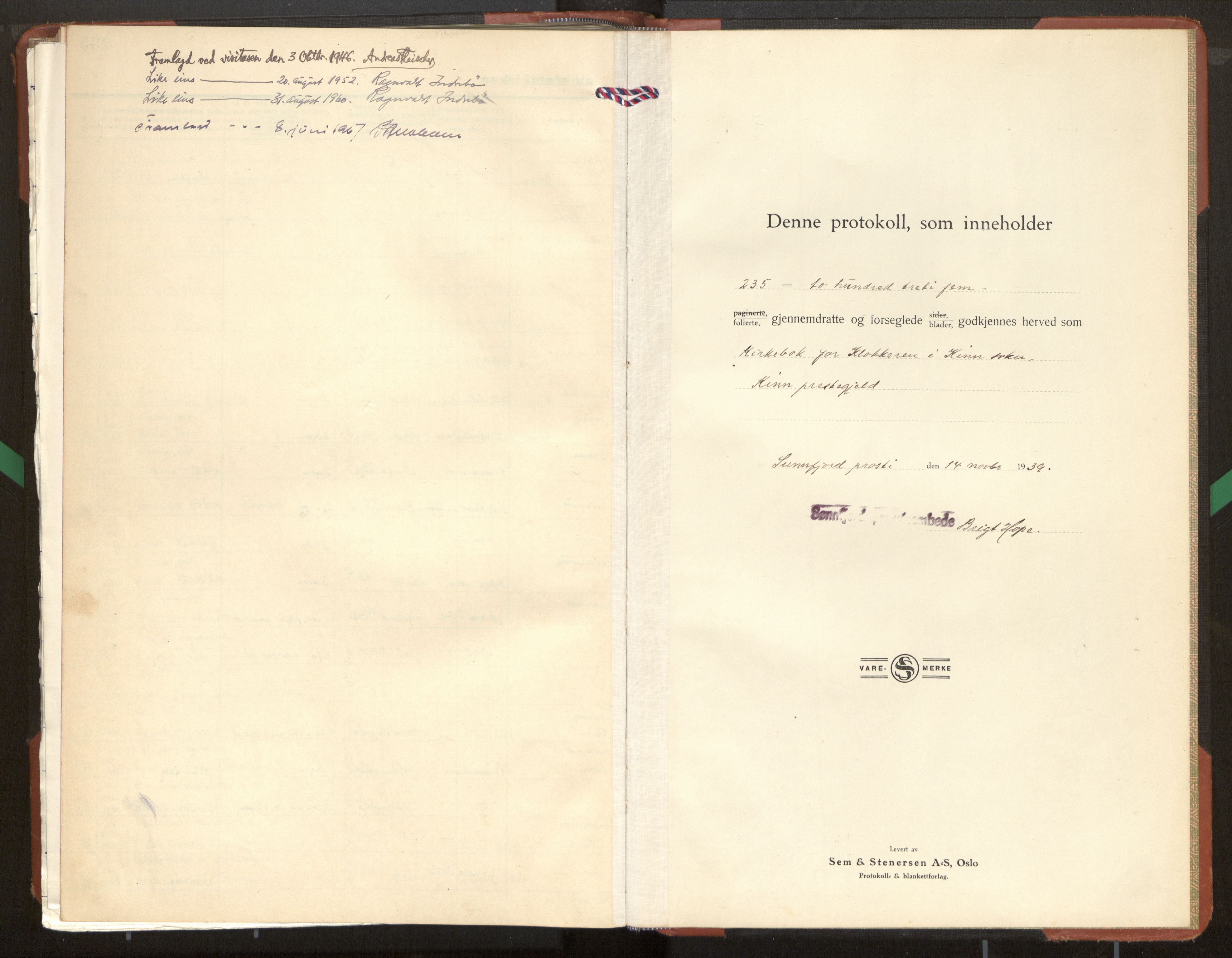Kinn sokneprestembete, SAB/A-80801/H/Hab/Haba/L0003: Parish register (copy) no. A 3, 1939-1960