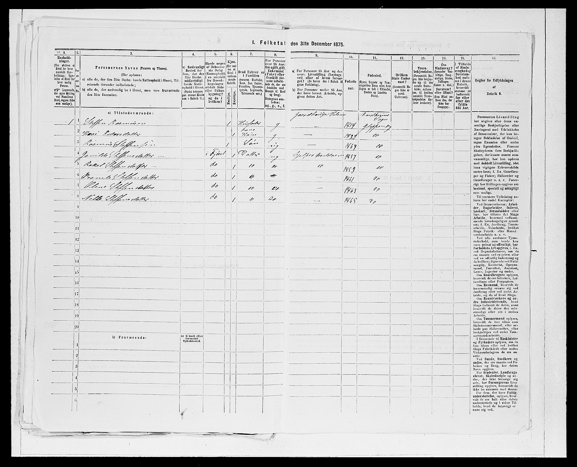 SAB, 1875 Census for 1445P Gloppen, 1875, p. 1296