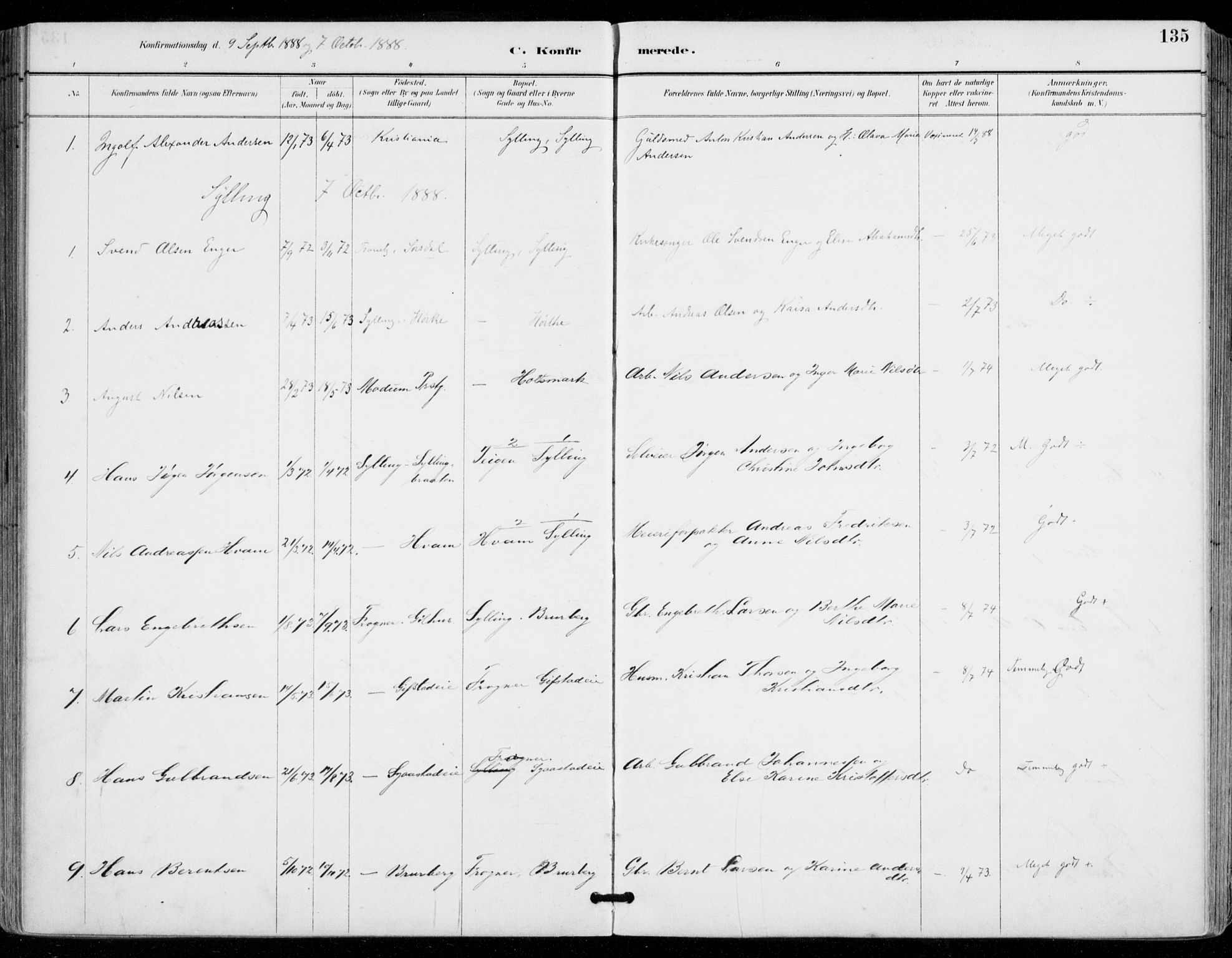 Sylling kirkebøker, SAKO/A-247/F/Fa/L0001: Parish register (official) no. 1, 1883-1910, p. 135