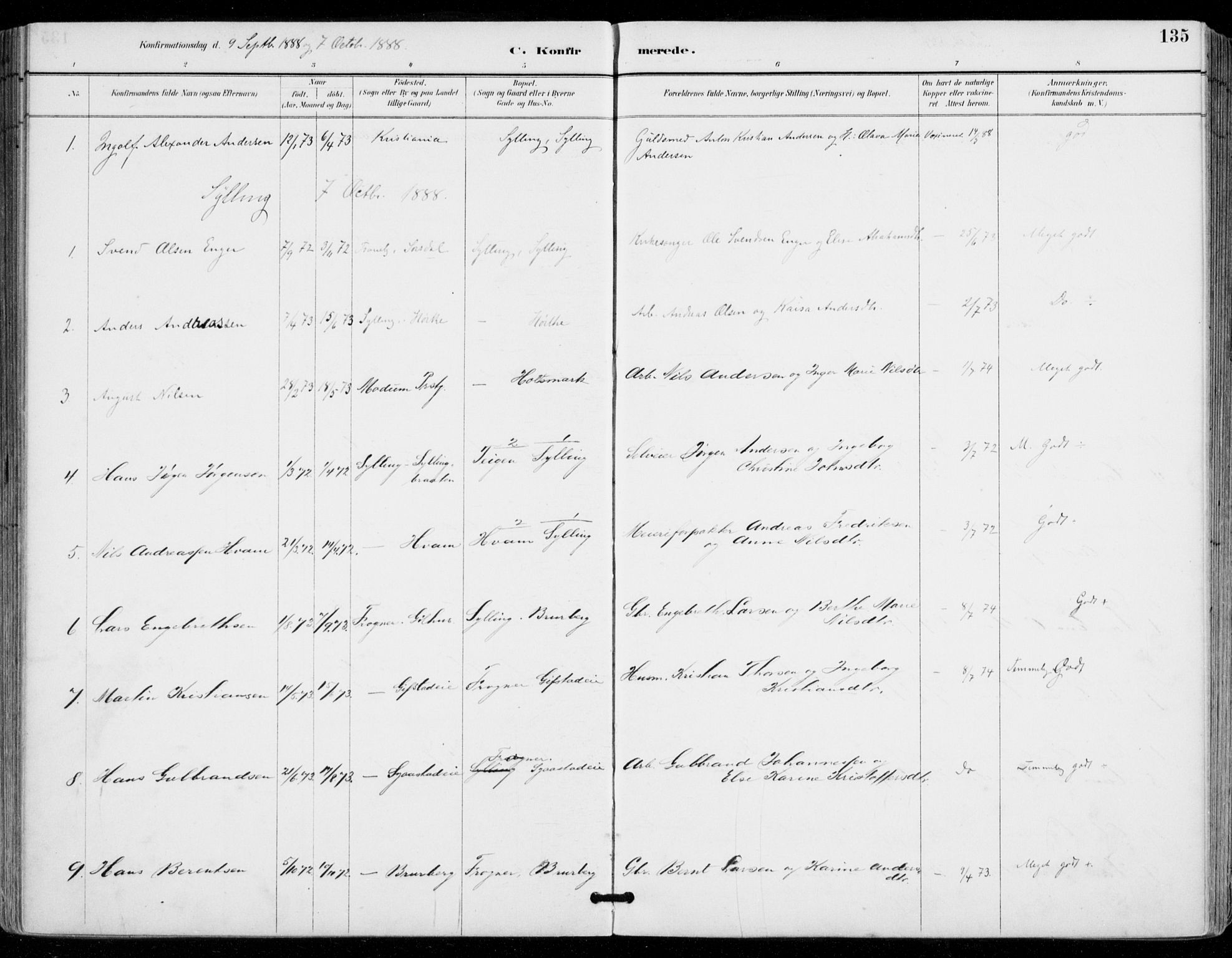 Sylling kirkebøker, AV/SAKO-A-247/F/Fa/L0001: Parish register (official) no. 1, 1883-1910, p. 135