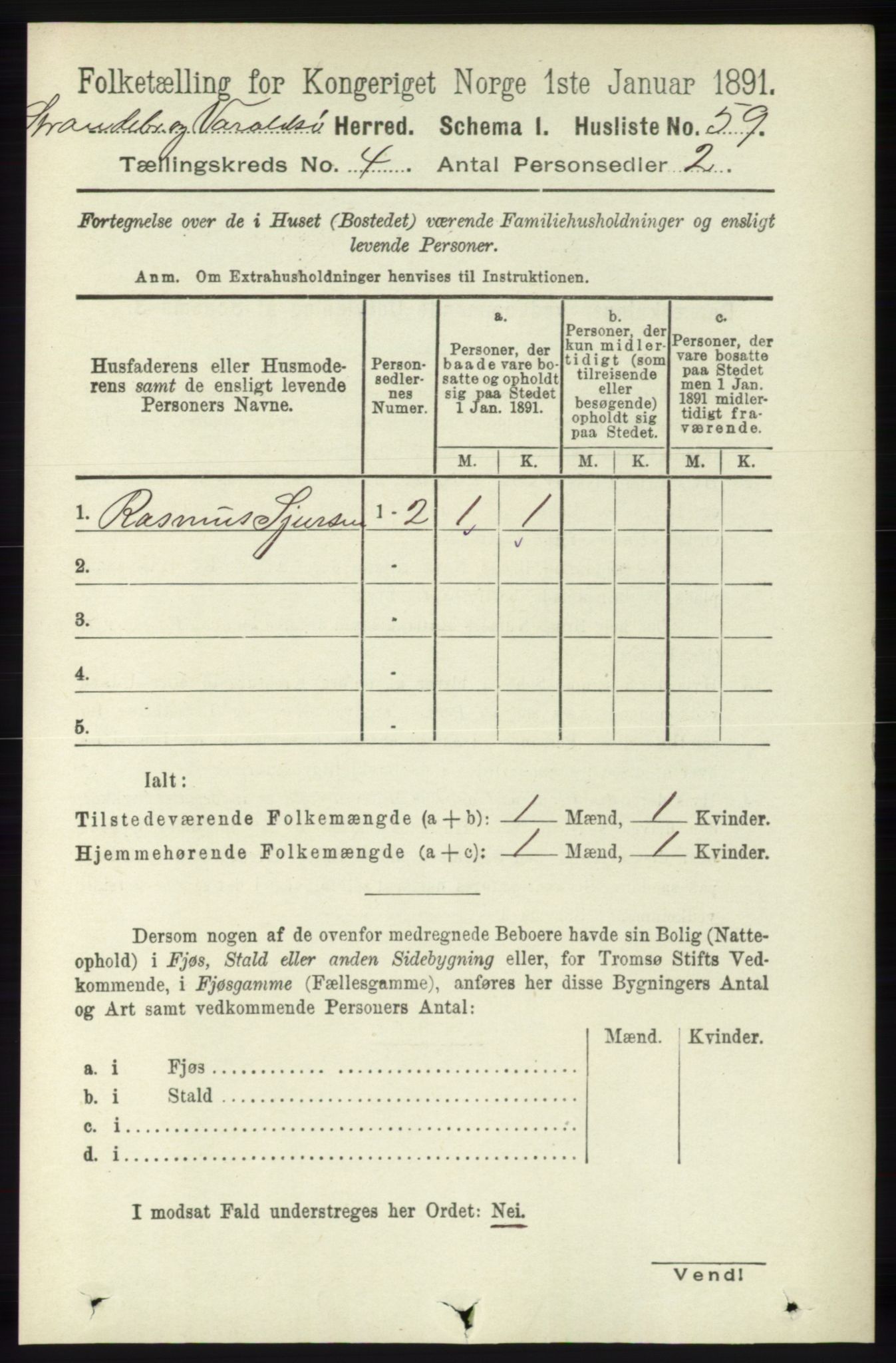 RA, 1891 census for 1226 Strandebarm og Varaldsøy, 1891, p. 1438