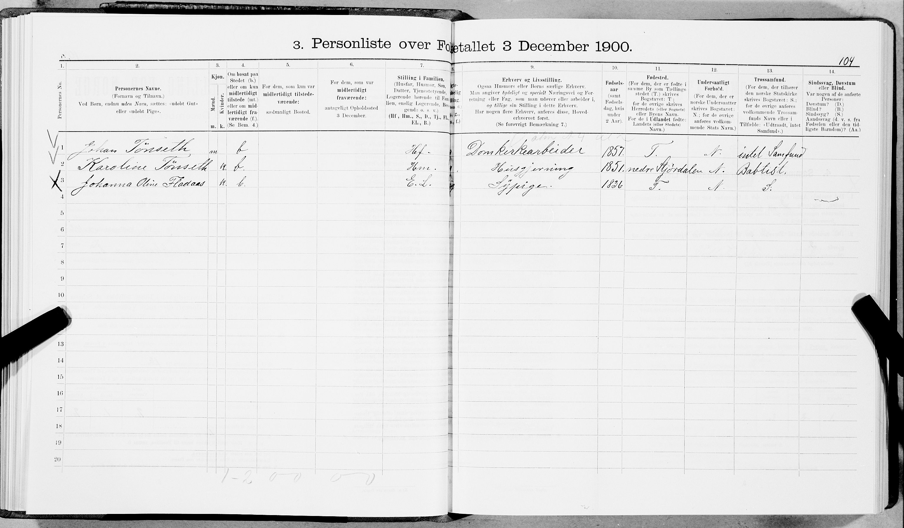 SAT, 1900 census for Trondheim, 1900, p. 7945