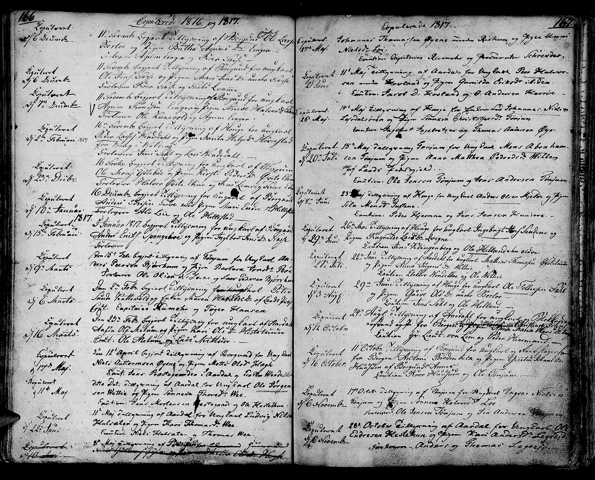 Lærdal sokneprestembete, SAB/A-81201: Parish register (official) no. A 4, 1805-1821, p. 166-167