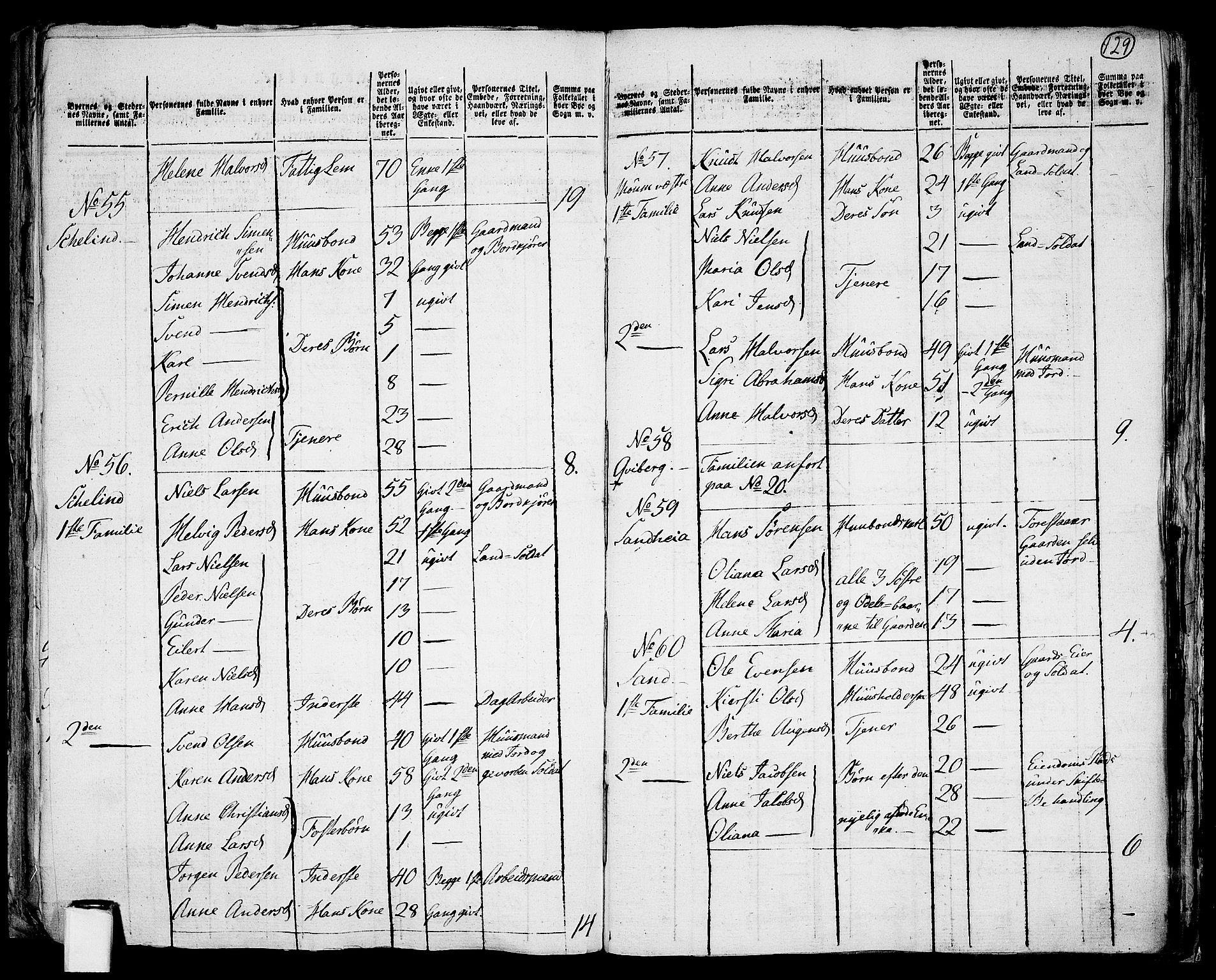 RA, 1801 census for 0113P Borge, 1801, p. 128b-129a
