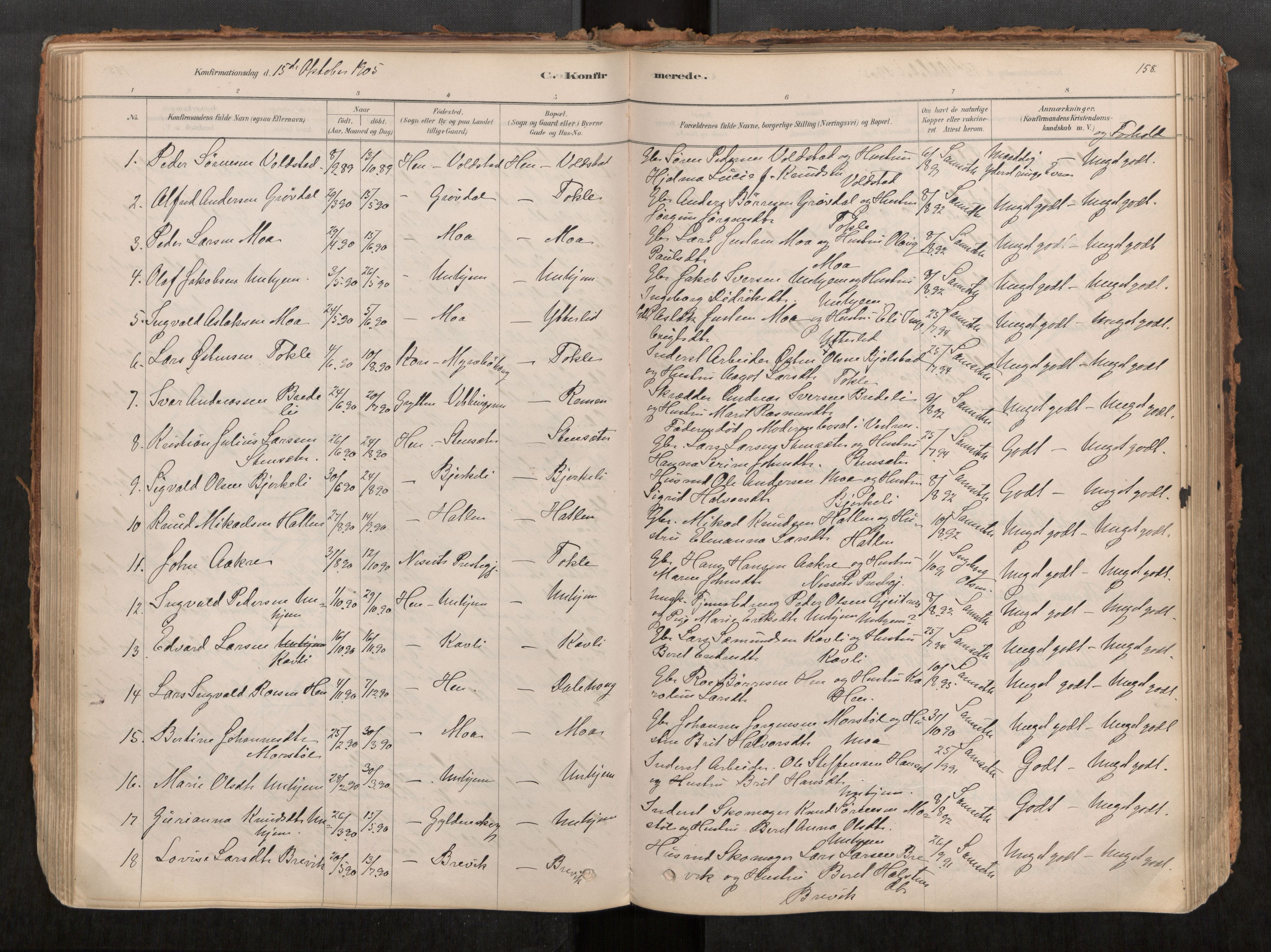 Ministerialprotokoller, klokkerbøker og fødselsregistre - Møre og Romsdal, SAT/A-1454/545/L0594: Parish register (official) no. 545A03, 1878-1920, p. 158