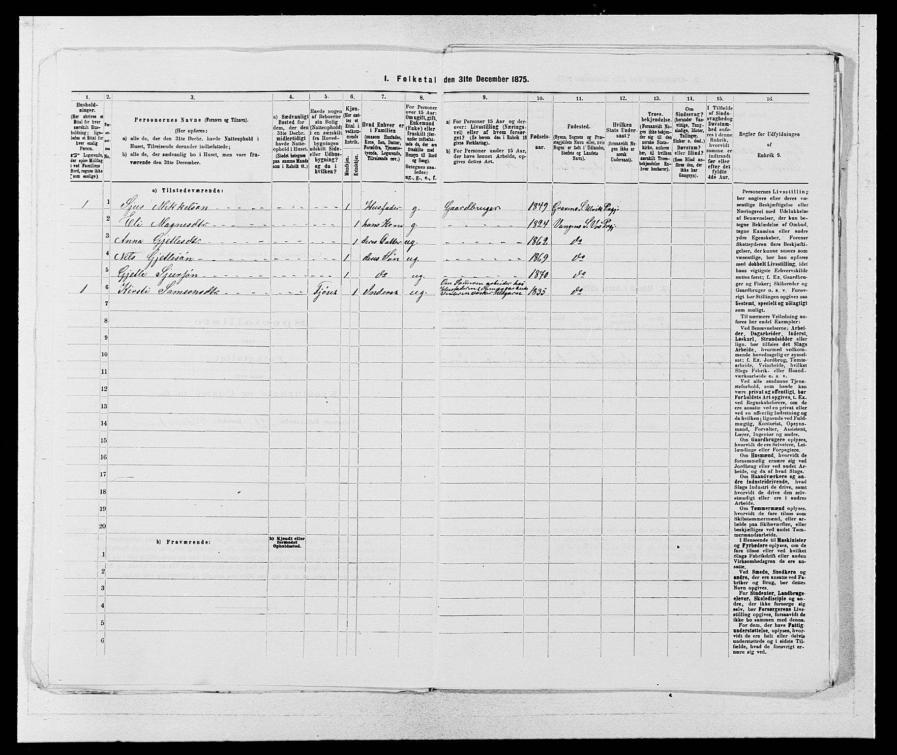 SAB, 1875 census for 1235P Voss, 1875, p. 1134