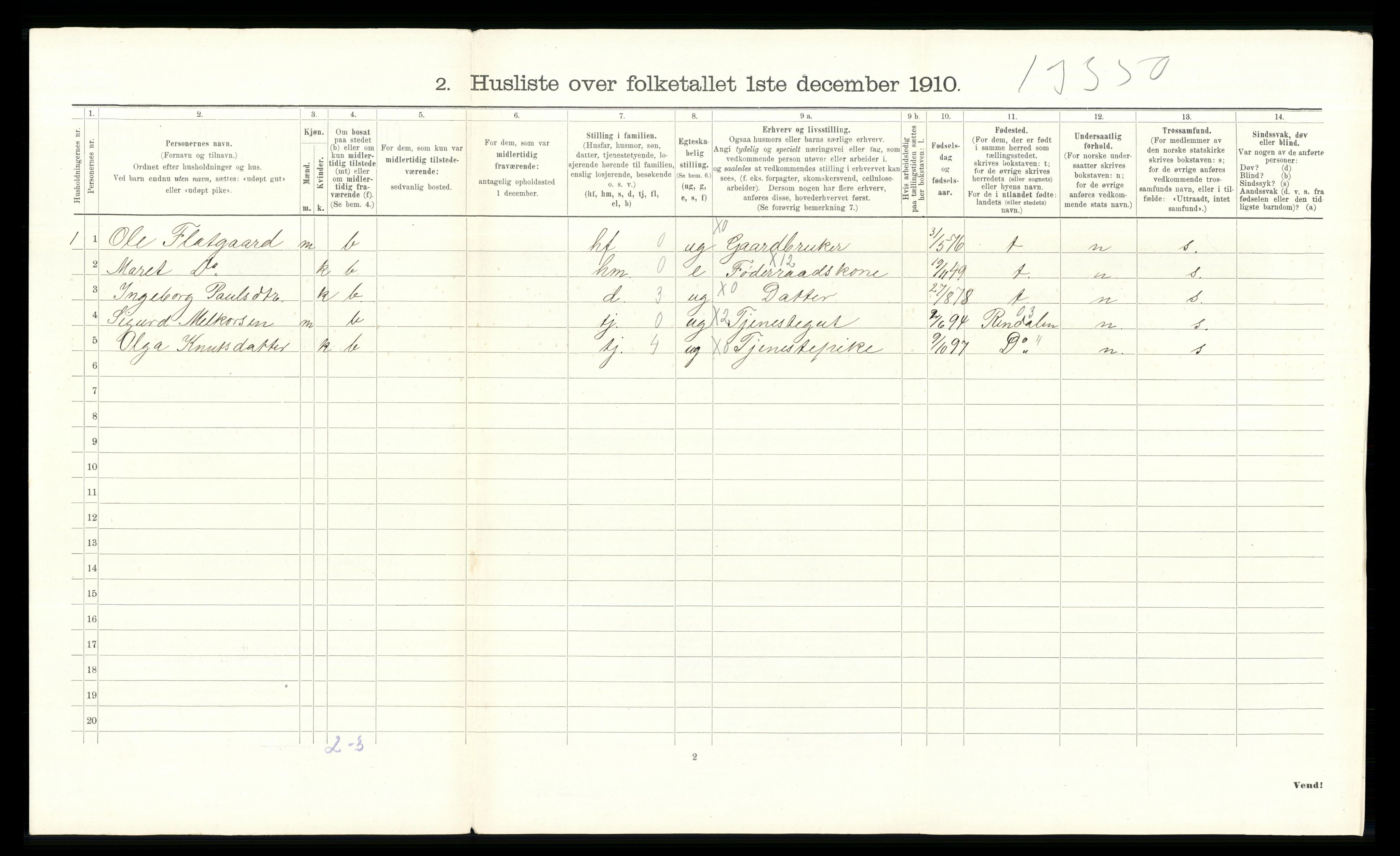 RA, 1910 census for Tolga, 1910, p. 503