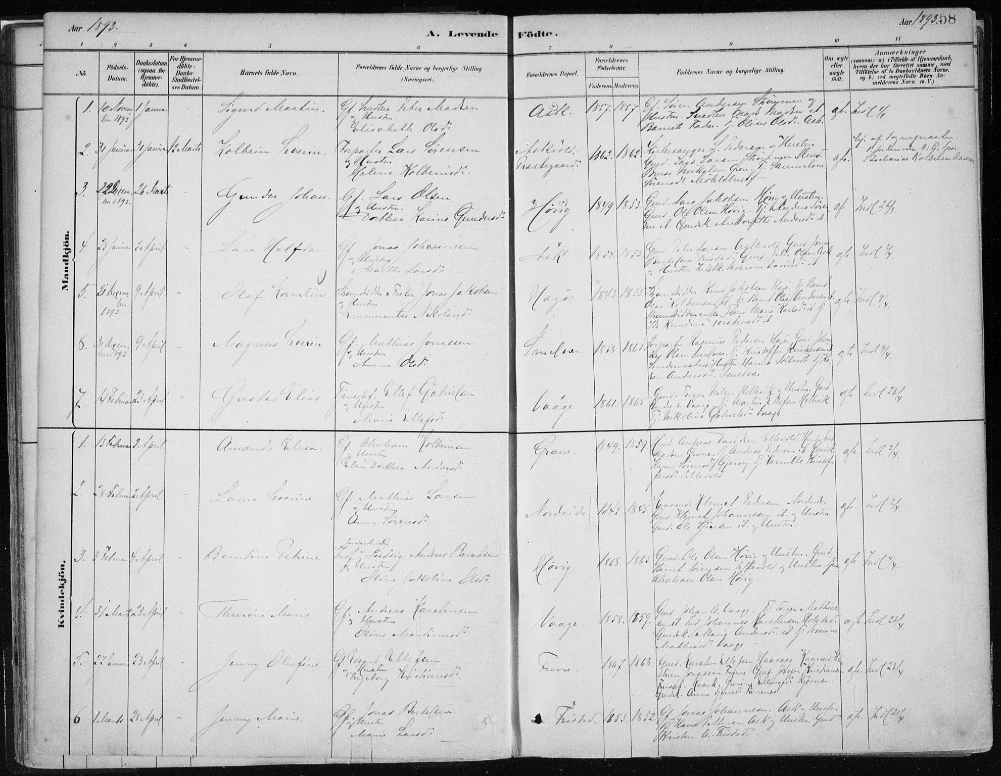 Askvoll sokneprestembete, SAB/A-79501/H/Haa/Haab/L0002: Parish register (official) no. B 2, 1879-1909, p. 58