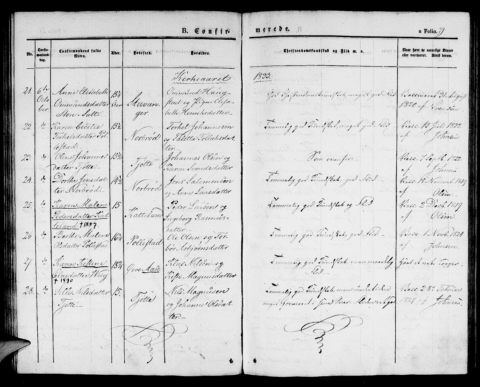 Klepp sokneprestkontor, AV/SAST-A-101803/001/3/30BA/L0003: Parish register (official) no. A 3, 1833-1842, p. 79