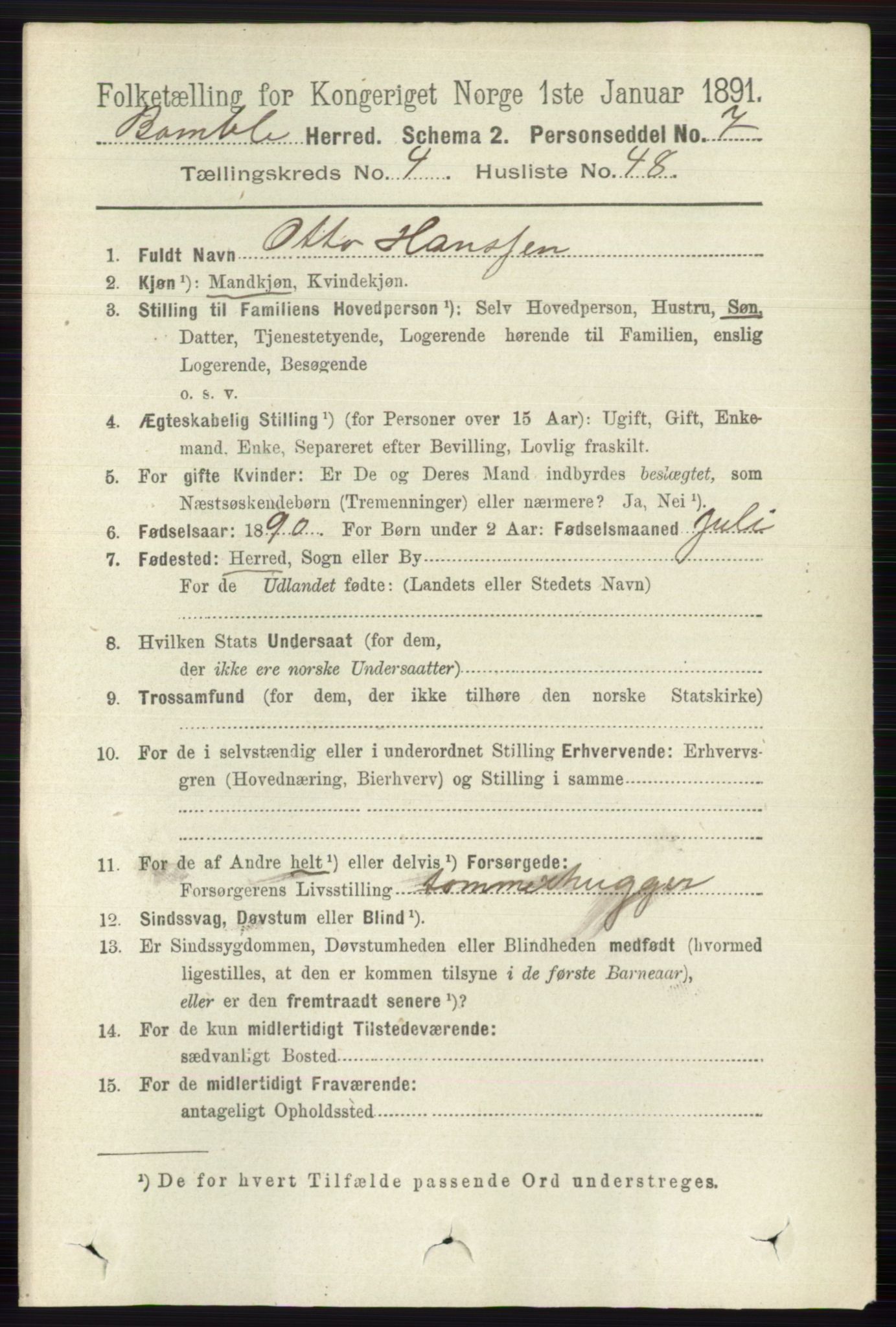 RA, 1891 census for 0814 Bamble, 1891, p. 2026