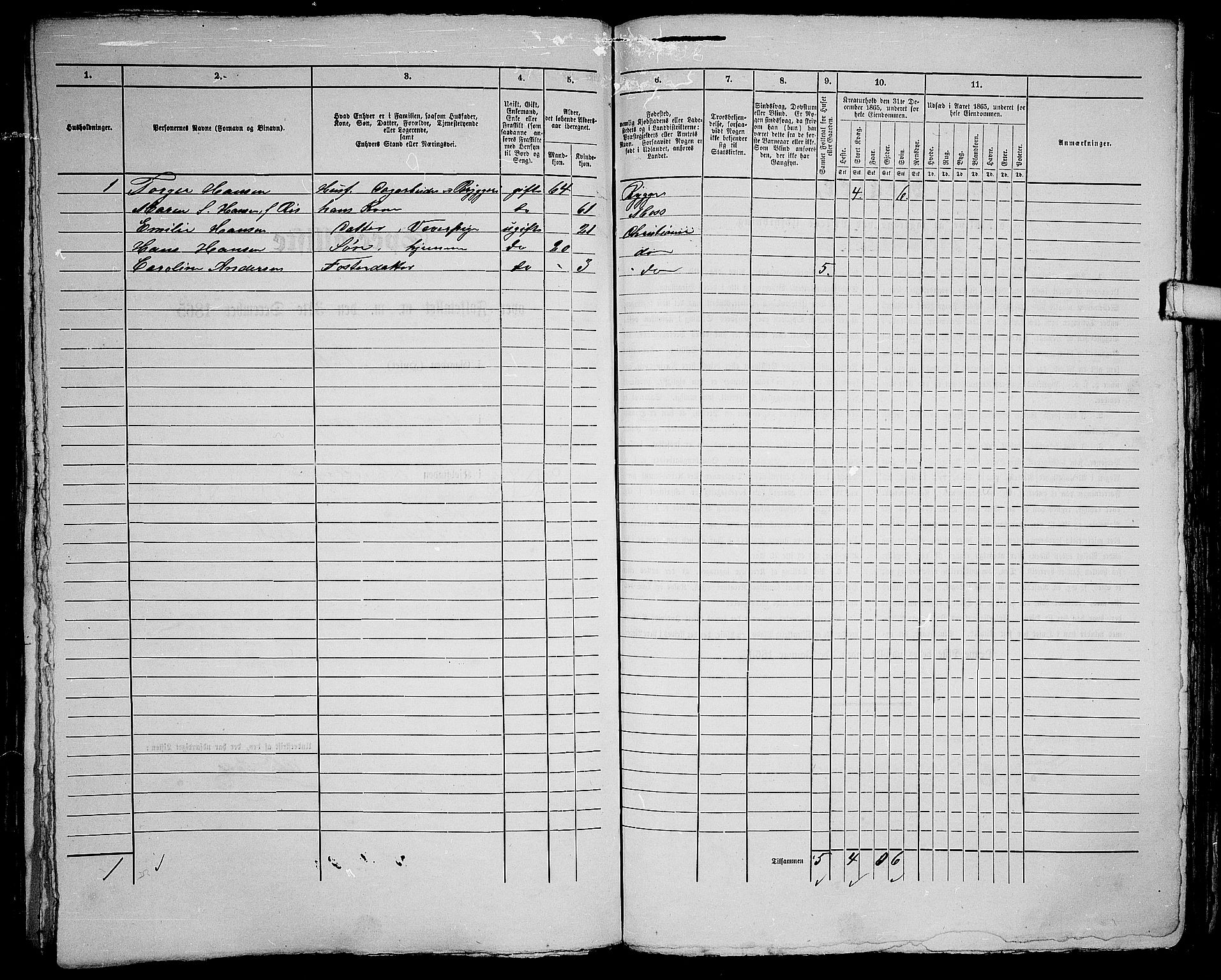 RA, 1865 census for Kristiania, 1865, p. 1531