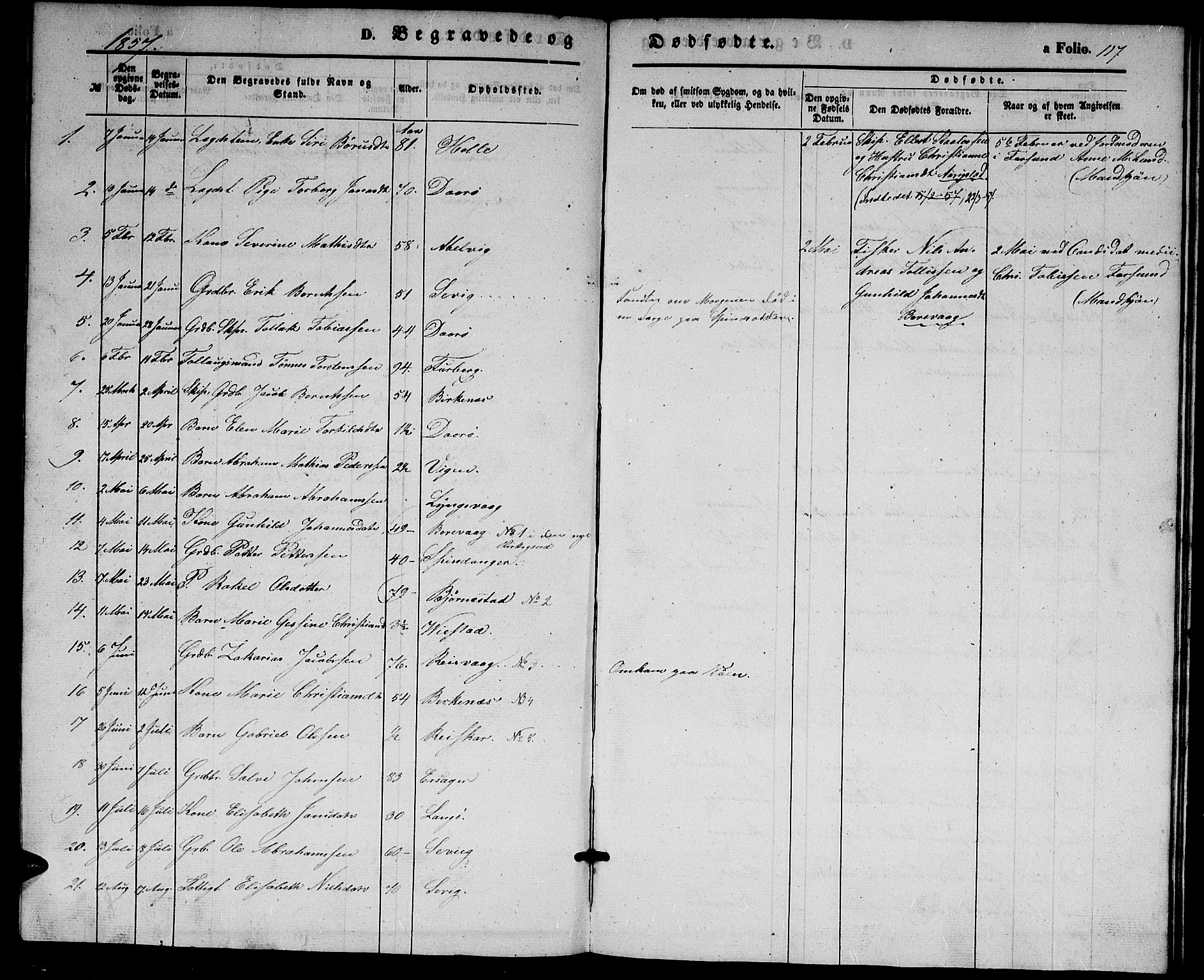 Herad sokneprestkontor, SAK/1111-0018/F/Fb/Fbb/L0002: Parish register (copy) no. B 2, 1853-1871, p. 117