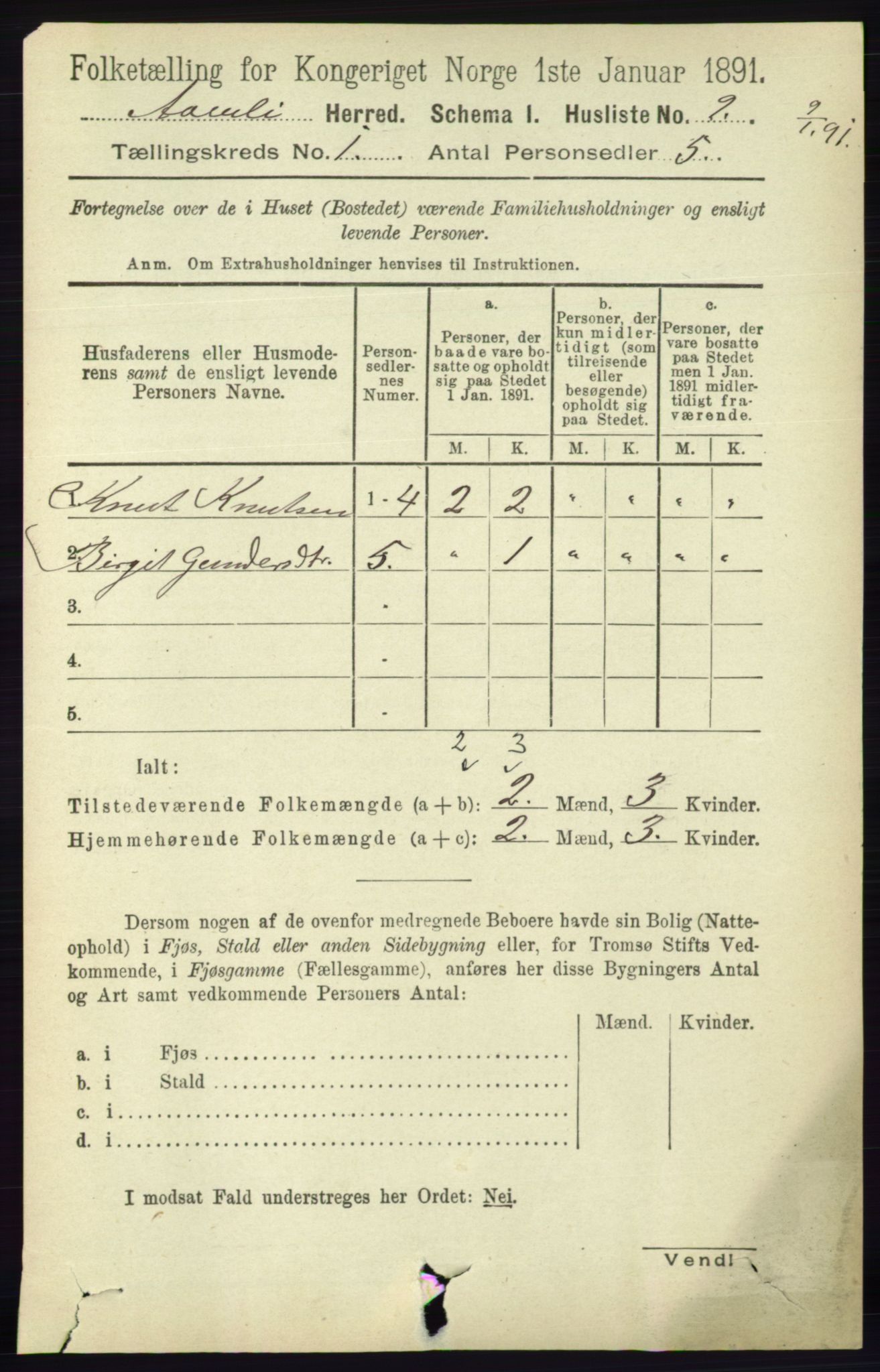 RA, 1891 census for 0929 Åmli, 1891, p. 53