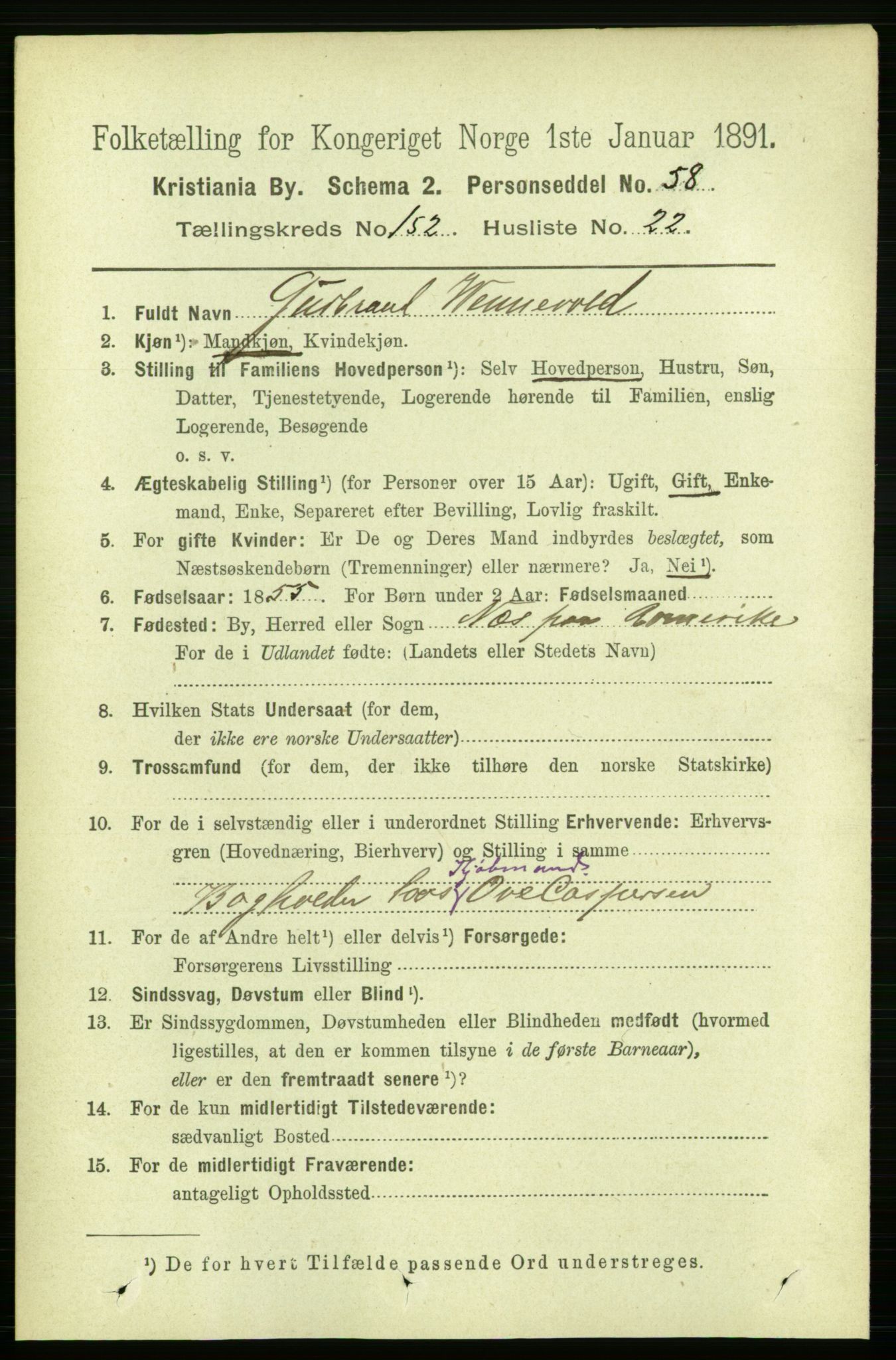 RA, 1891 census for 0301 Kristiania, 1891, p. 85900