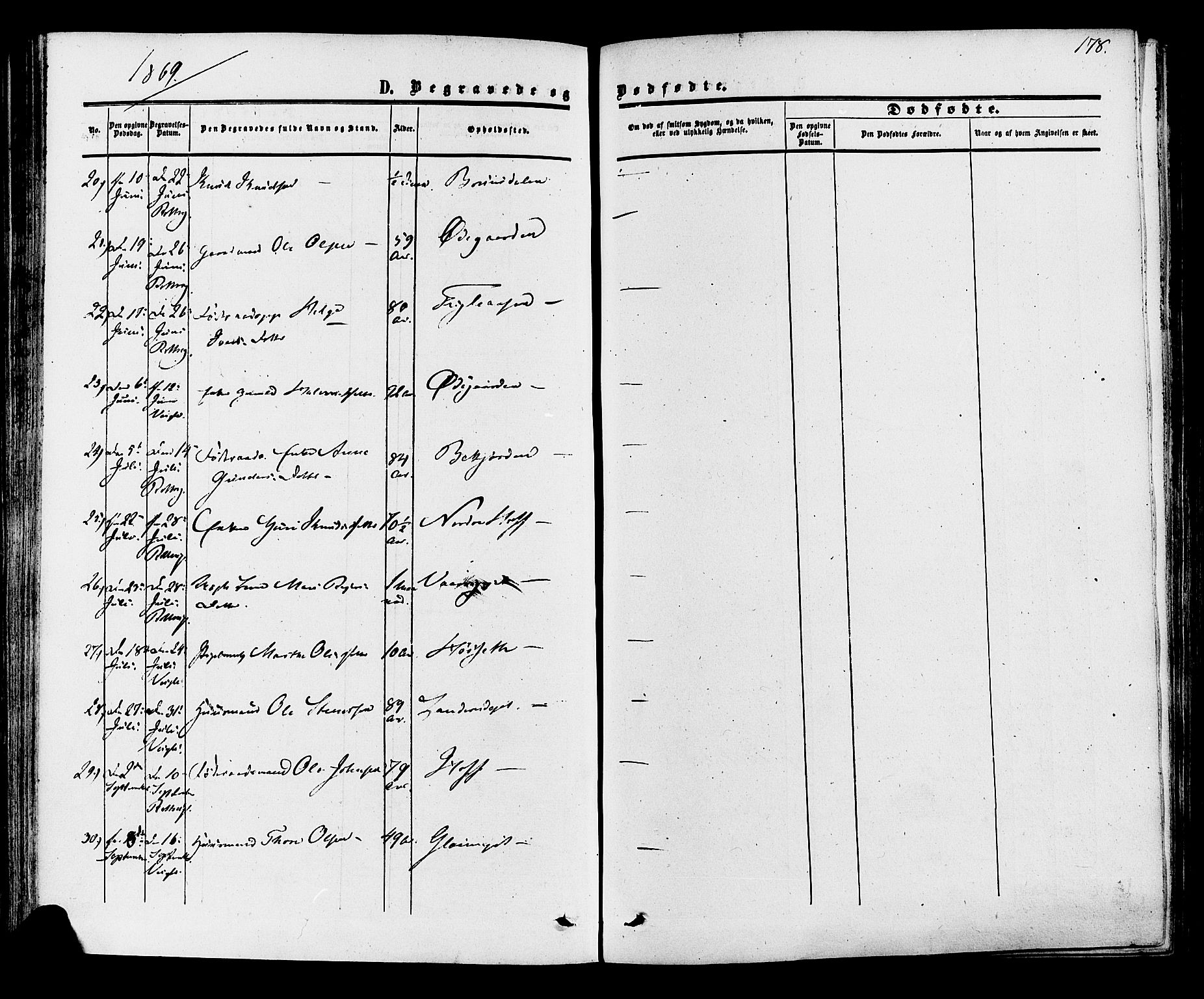 Rollag kirkebøker, AV/SAKO-A-240/F/Fa/L0009: Parish register (official) no. I 9, 1860-1874, p. 178