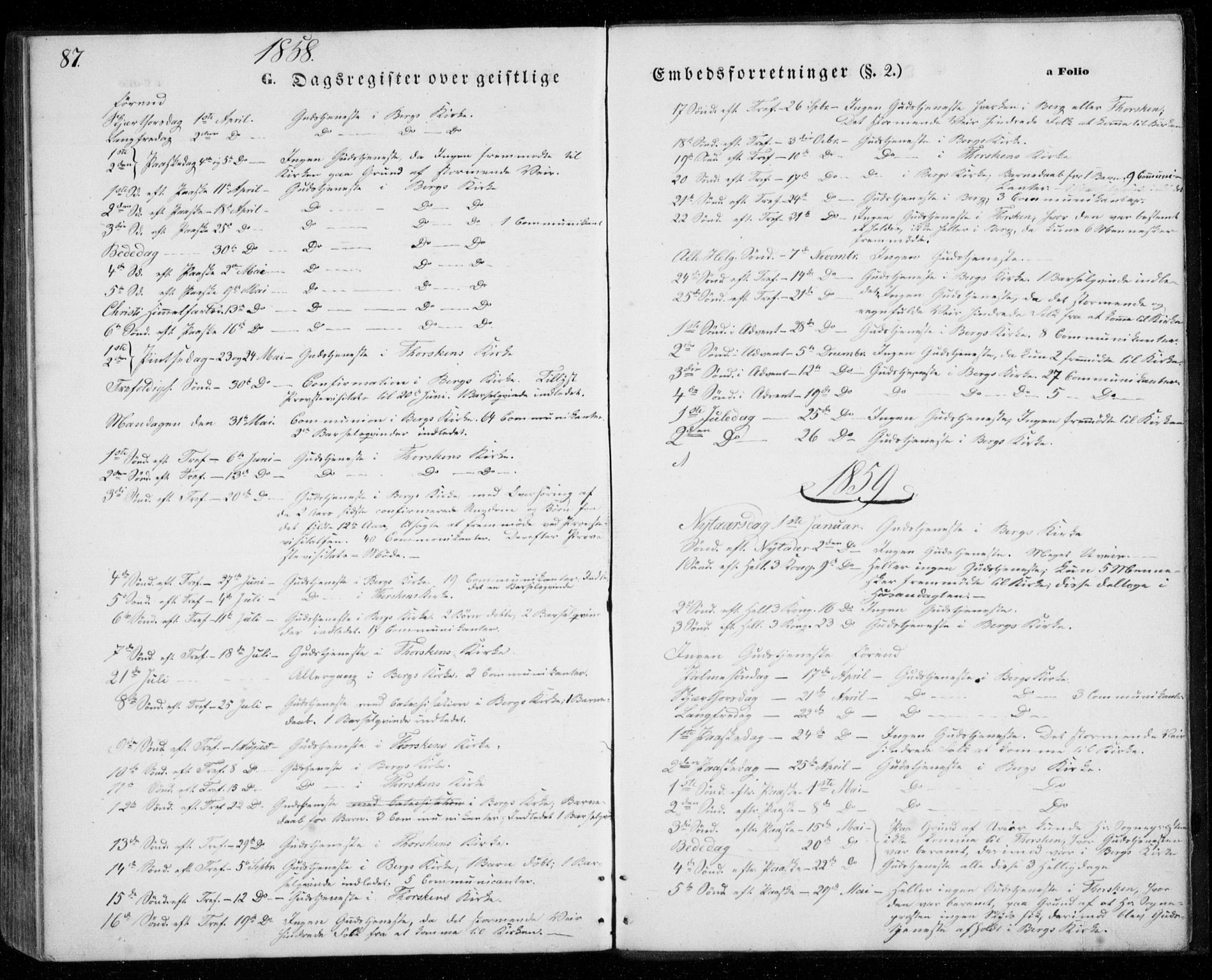 Berg sokneprestkontor, SATØ/S-1318/G/Ga/Gab/L0002klokker: Parish register (copy) no. 2, 1851-1874, p. 87