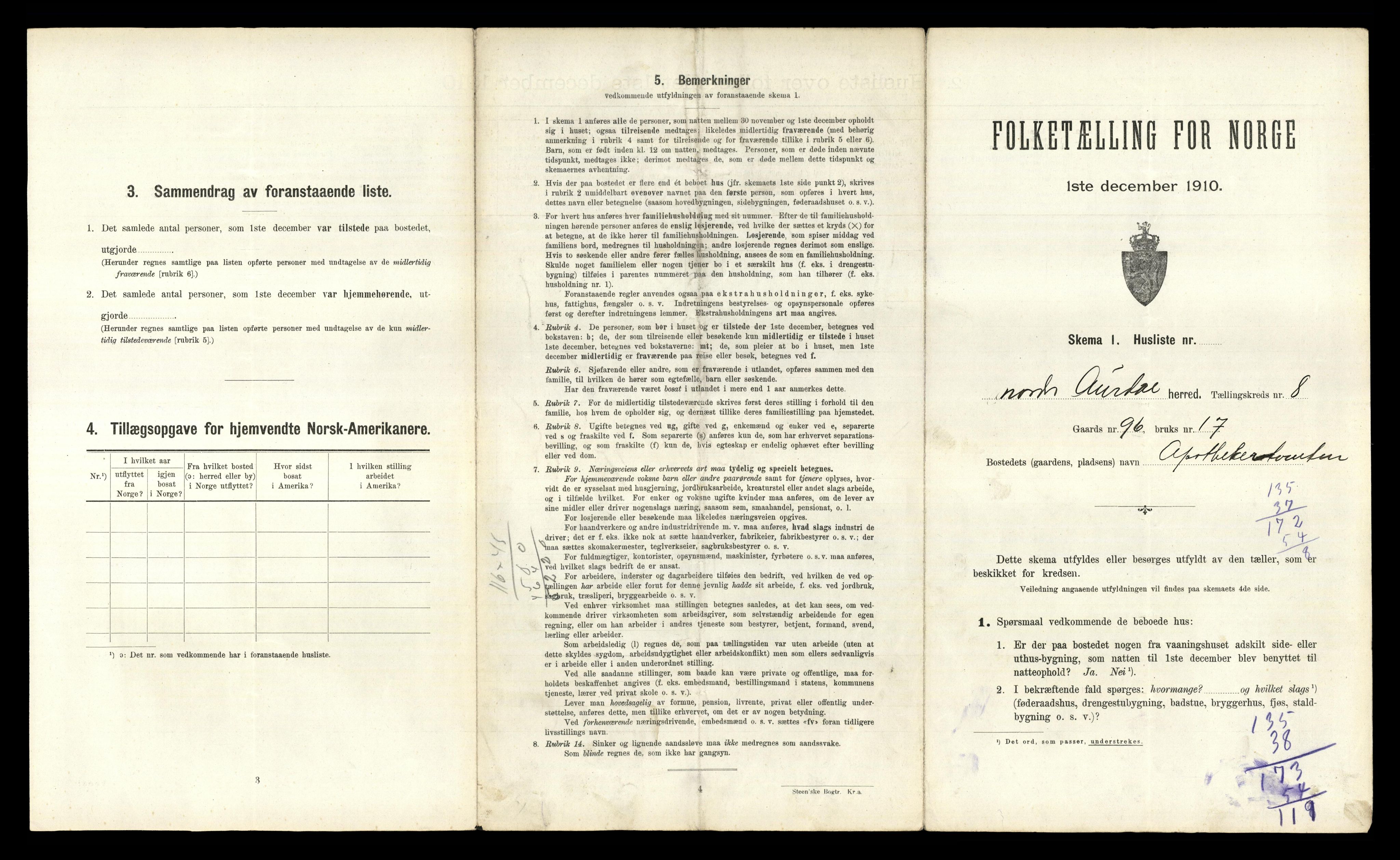 RA, 1910 census for Nord-Aurdal, 1910, p. 1349