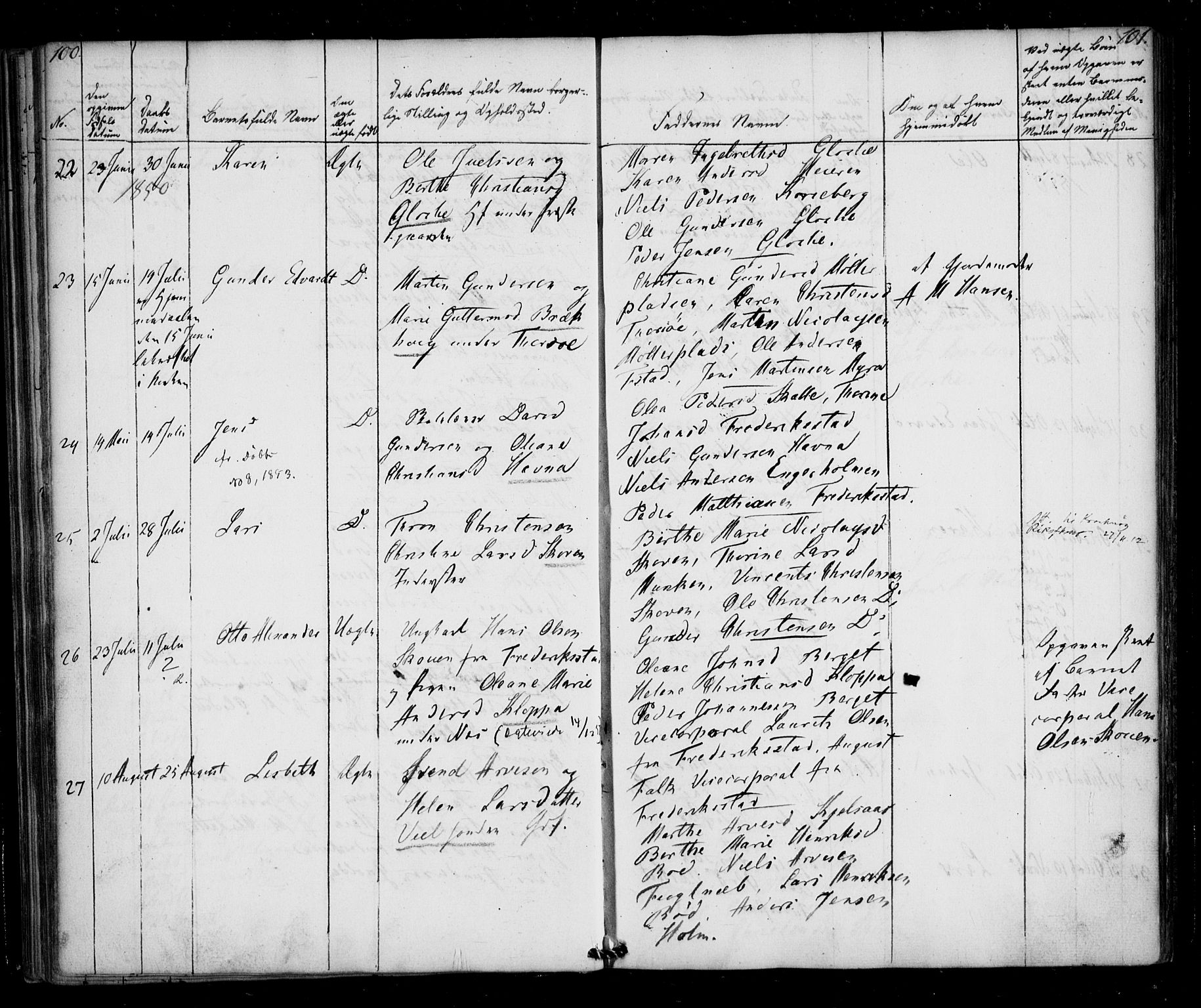 Borge prestekontor Kirkebøker, AV/SAO-A-10903/F/Fb/L0001: Parish register (official) no. II 1, 1836-1852, p. 100-101