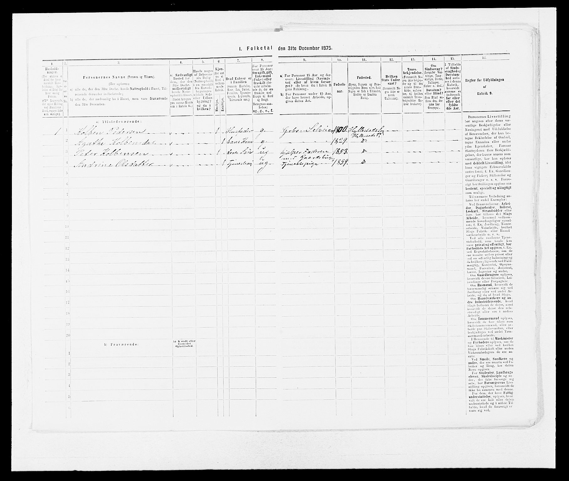 SAB, 1875 census for 1413P Hyllestad, 1875, p. 433