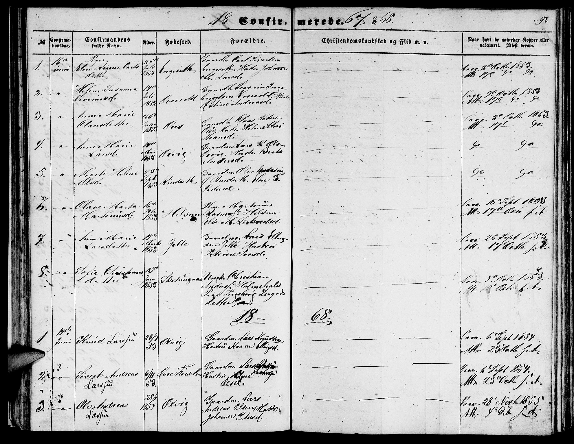 Ministerialprotokoller, klokkerbøker og fødselsregistre - Møre og Romsdal, AV/SAT-A-1454/520/L0291: Parish register (copy) no. 520C03, 1854-1881, p. 98