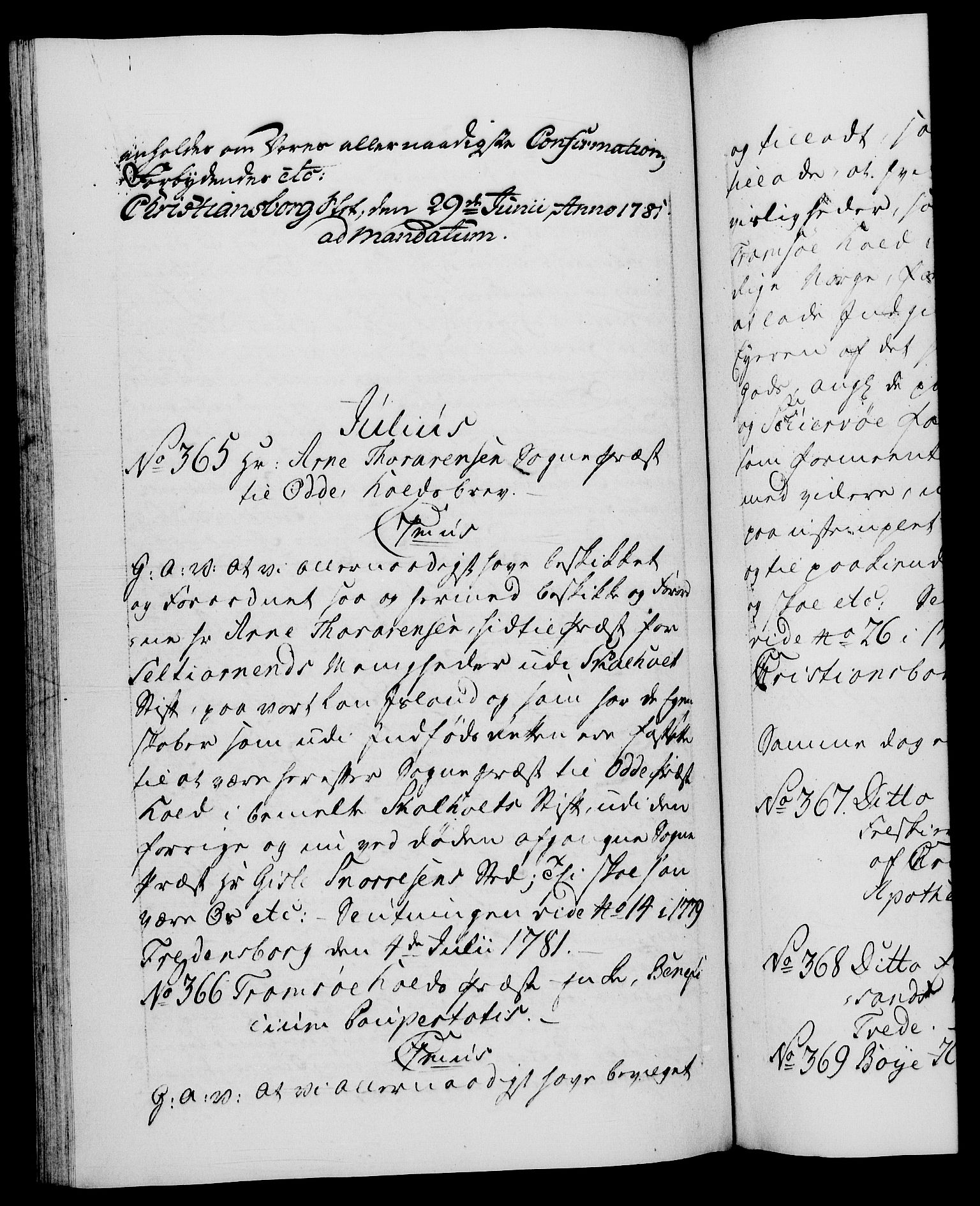 Danske Kanselli 1572-1799, RA/EA-3023/F/Fc/Fca/Fcaa/L0048: Norske registre, 1779-1781, p. 601b