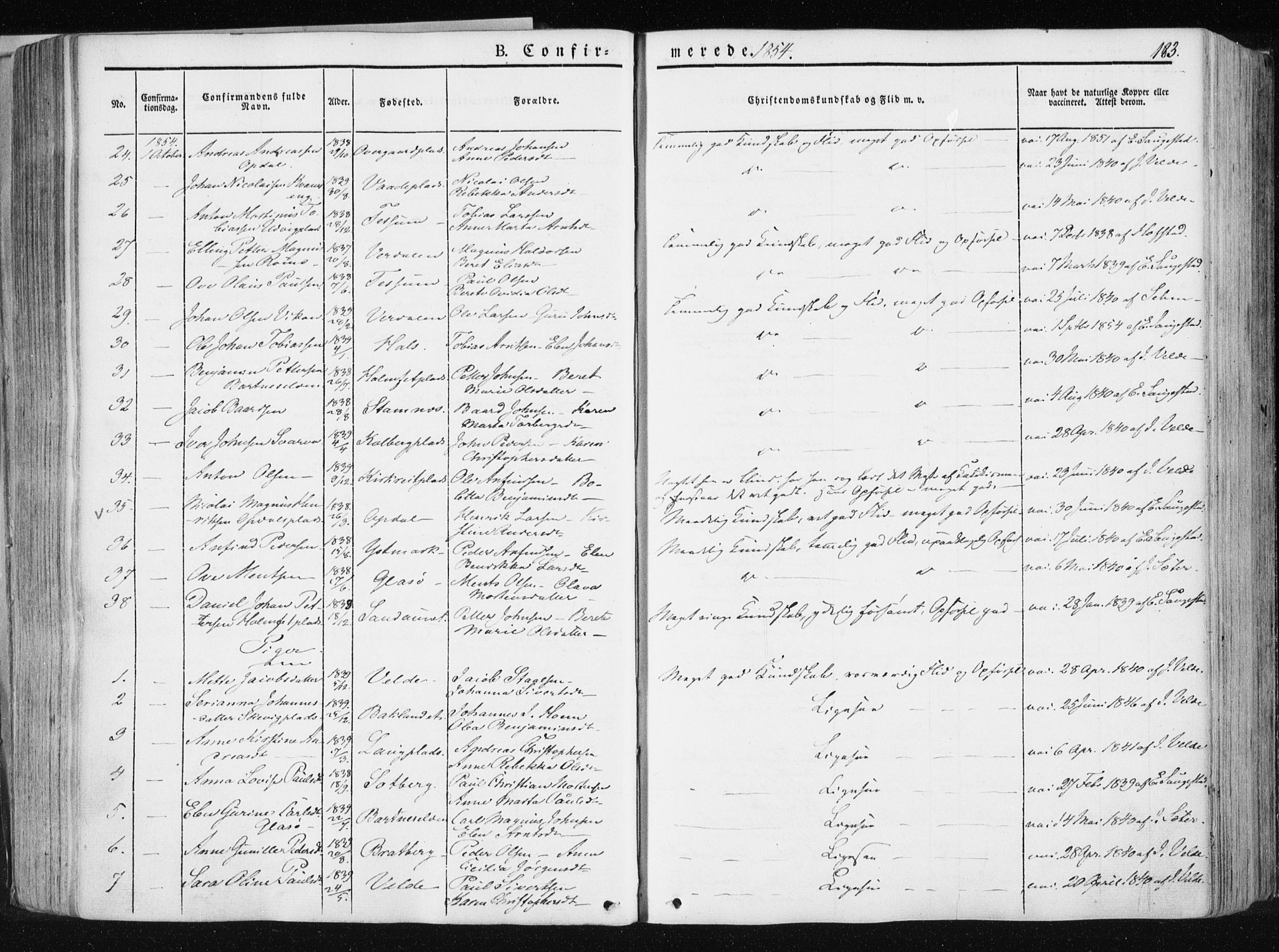 Ministerialprotokoller, klokkerbøker og fødselsregistre - Nord-Trøndelag, AV/SAT-A-1458/741/L0393: Parish register (official) no. 741A07, 1849-1863, p. 183