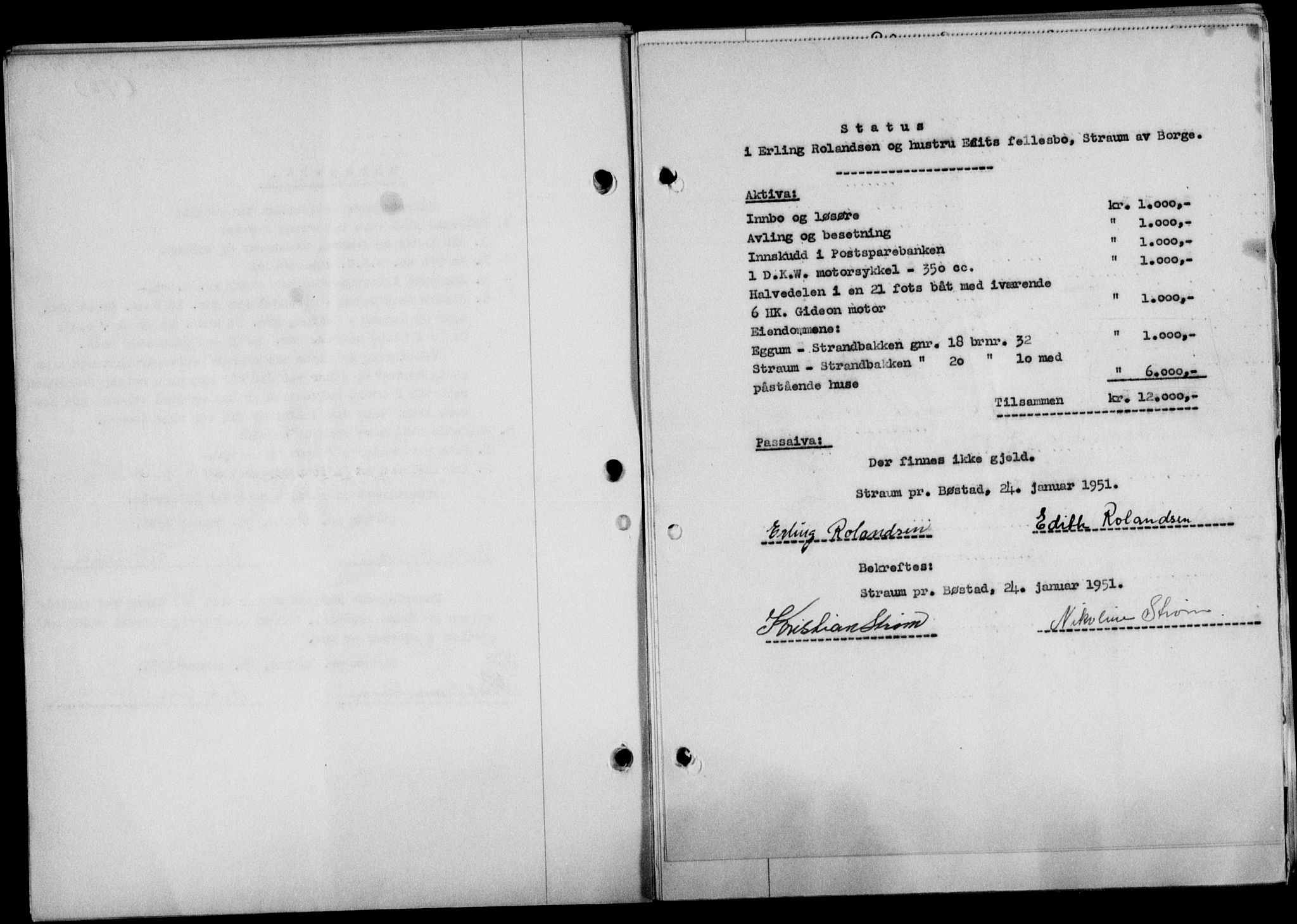 Lofoten sorenskriveri, SAT/A-0017/1/2/2C/L0025a: Mortgage book no. 25a, 1950-1951, Diary no: : 241/1951