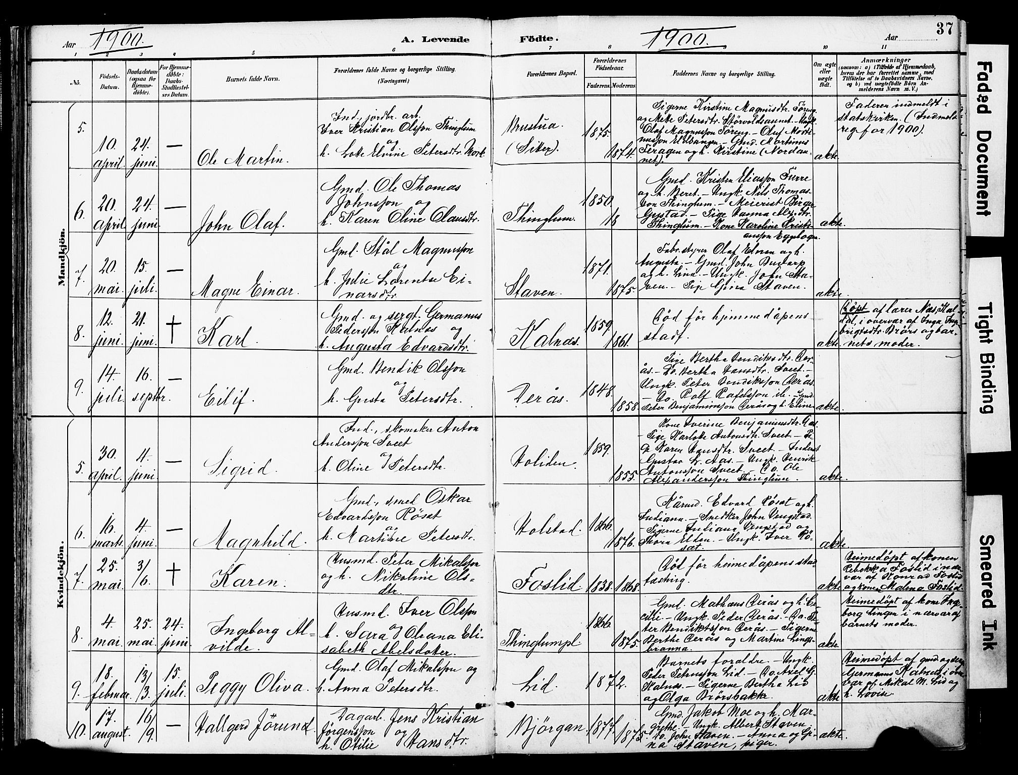 Ministerialprotokoller, klokkerbøker og fødselsregistre - Nord-Trøndelag, SAT/A-1458/742/L0409: Parish register (official) no. 742A02, 1891-1905, p. 37